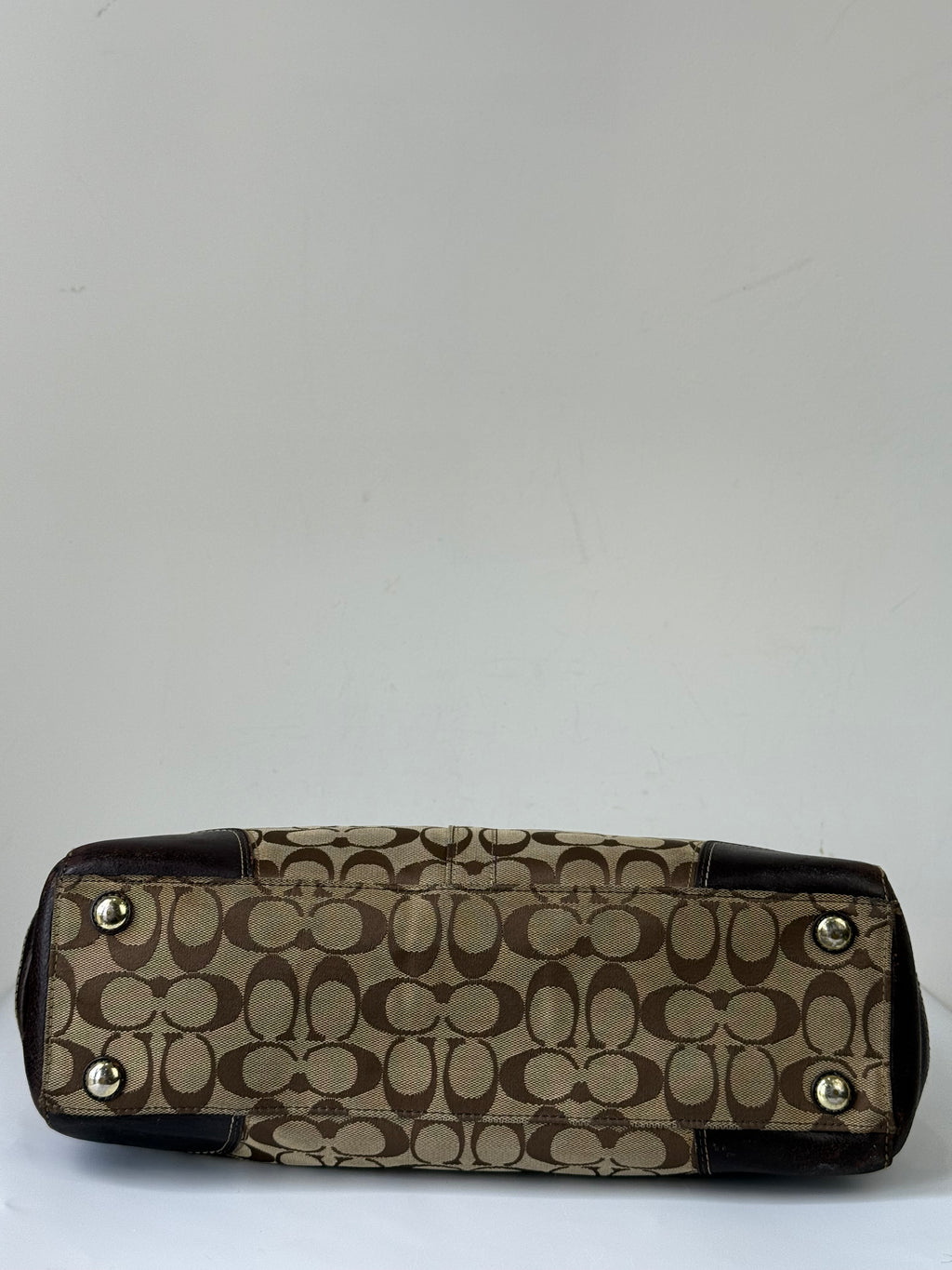 Vintage Coach Hampton Tote Bag Brown & Beige Signature Shoulder Bag 00s Y2K Handbag