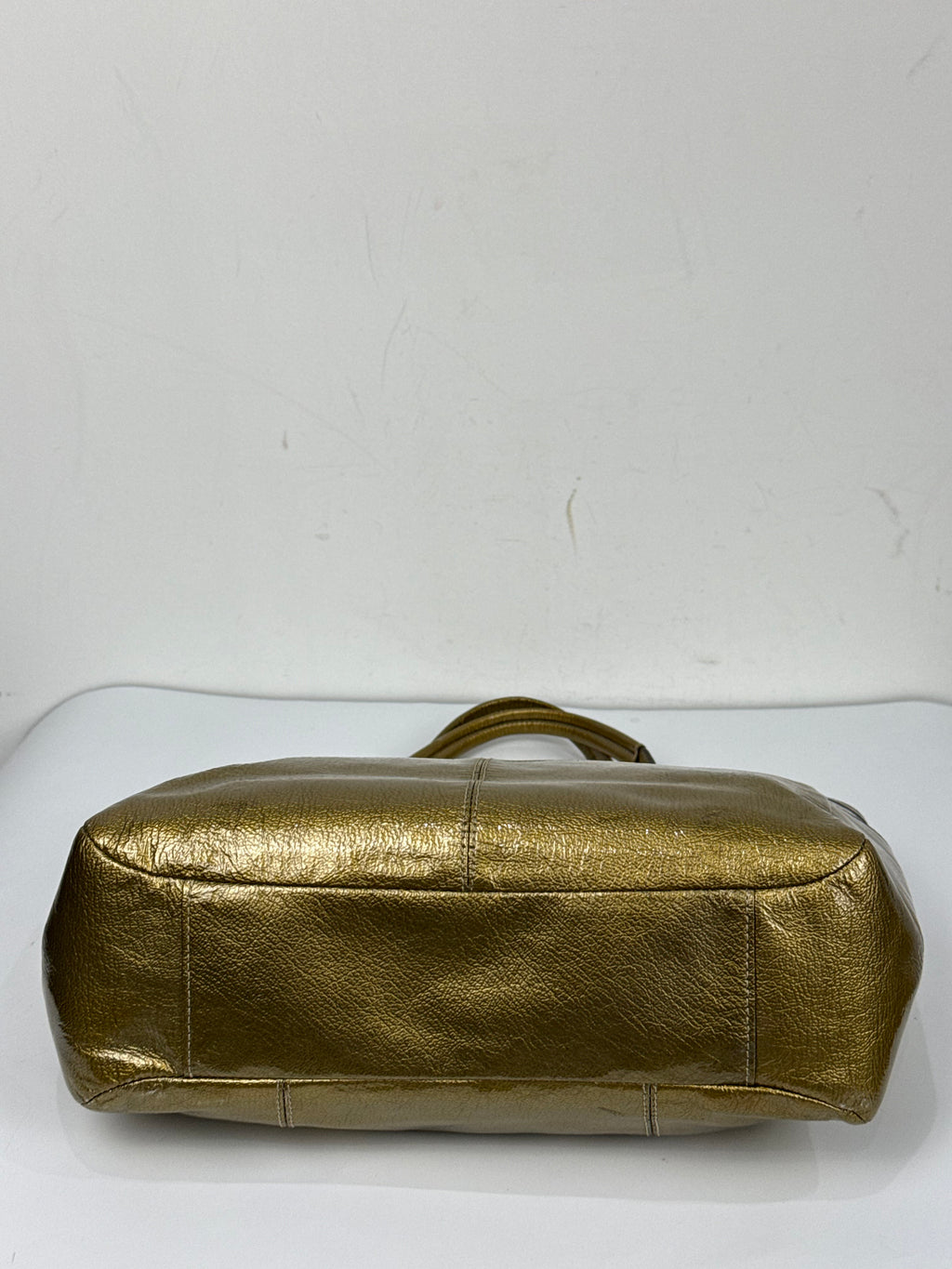 Vintage Coach East West Gallery Tote Bag Coach Gold Patent Leather HandBag 00s Y2K