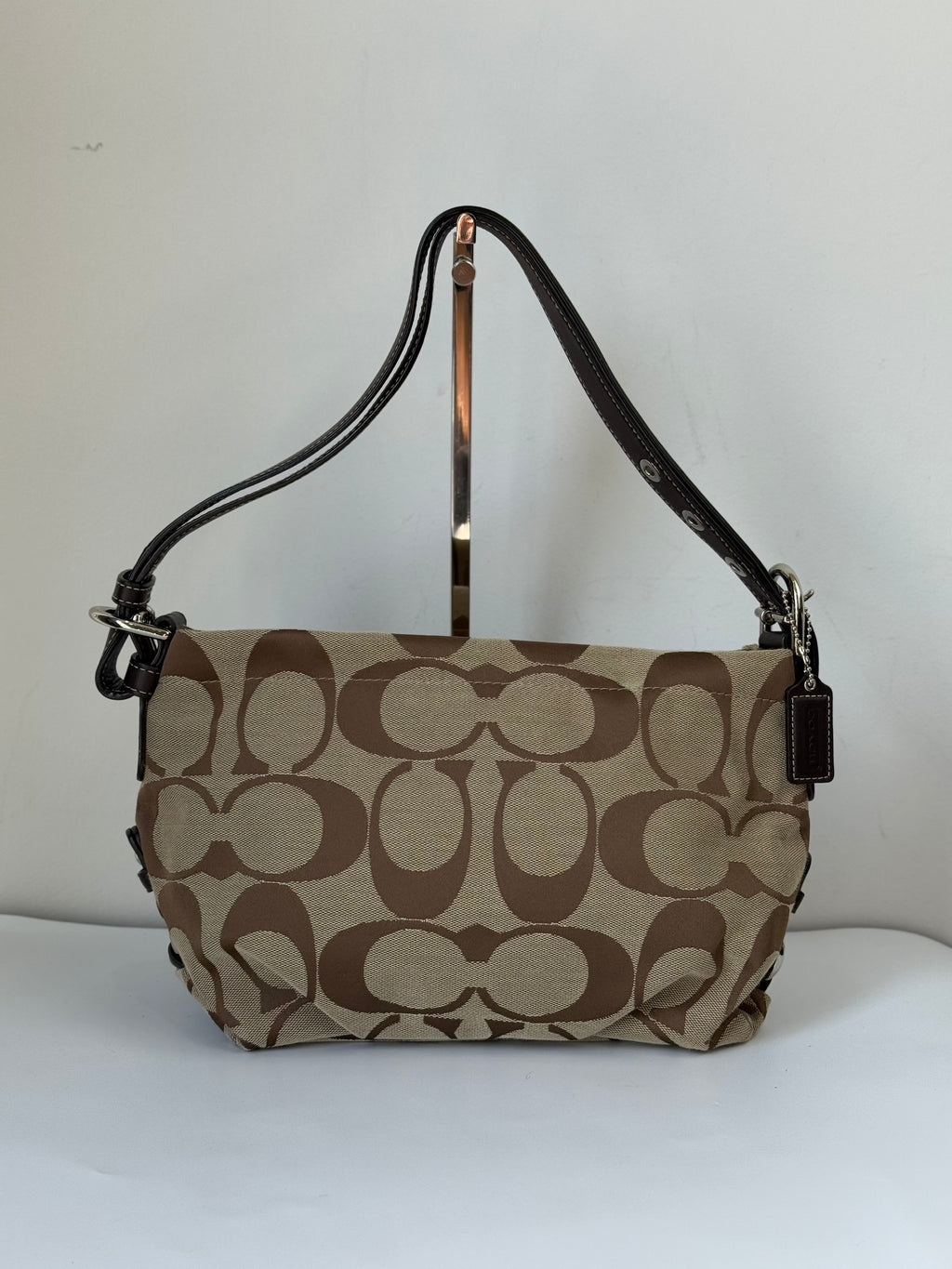 Vintage Coach Signature Duffle Bag Khaki Mahogany Signature Shoulder Bag 00s Y2K