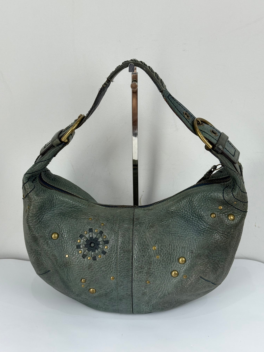 Vintage Coach Mia Studded Hobo Bag Coach Blue Leather Y2K HandBag