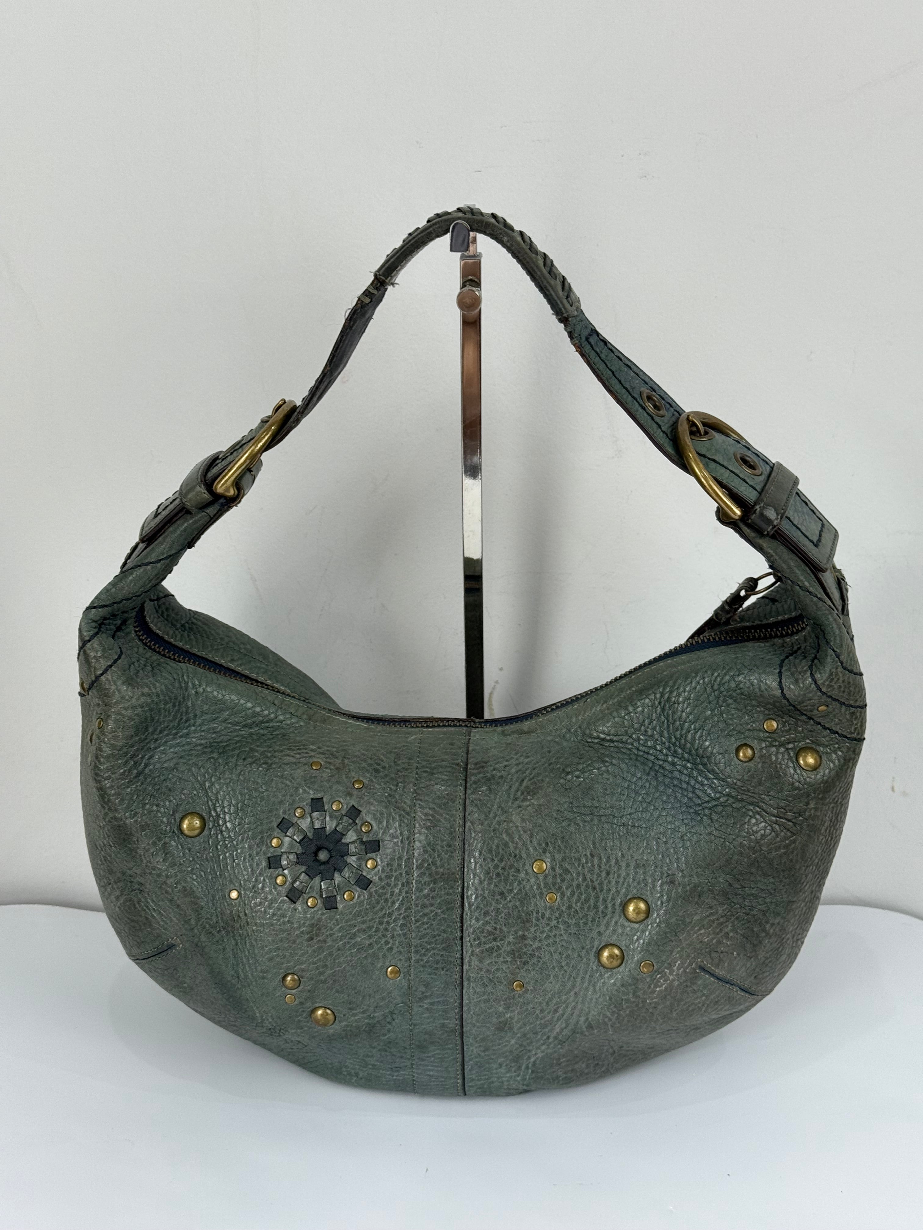 Vintage Coach Mia Studded Hobo Bag Coach Blue Leather Y2K HandBag