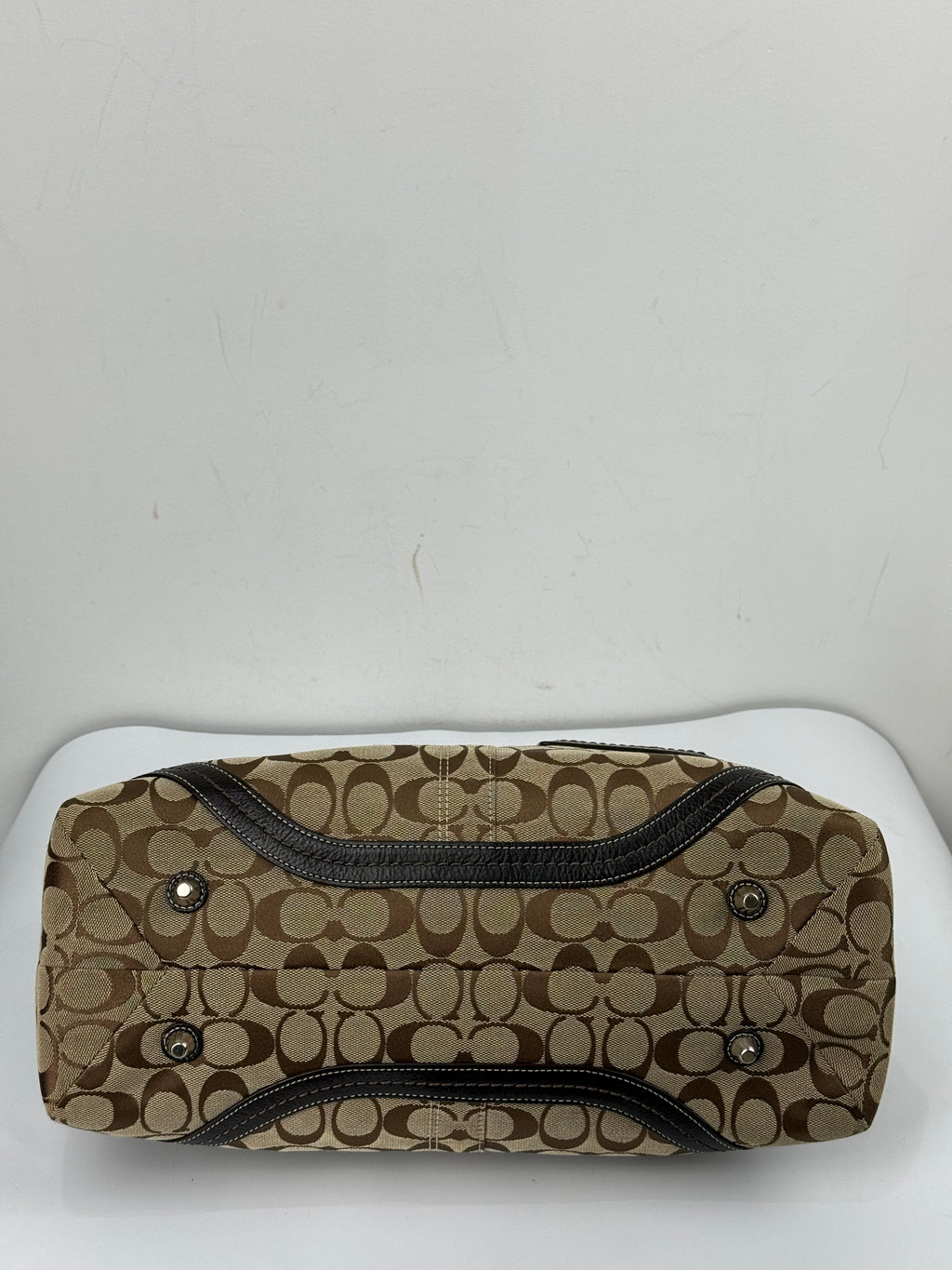 Vintage Coach Soho Satchel Bag Beige & Brown Signature Coach Handbag 00s Y2K