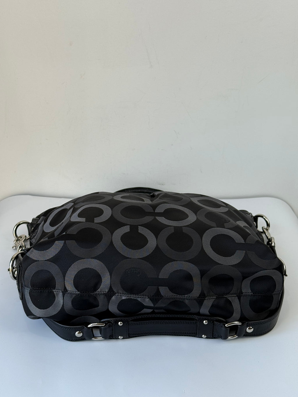 Vintage Coach Maddison Op Art Satchel Bag Black Signature Canvas Handbag 00s Y2K