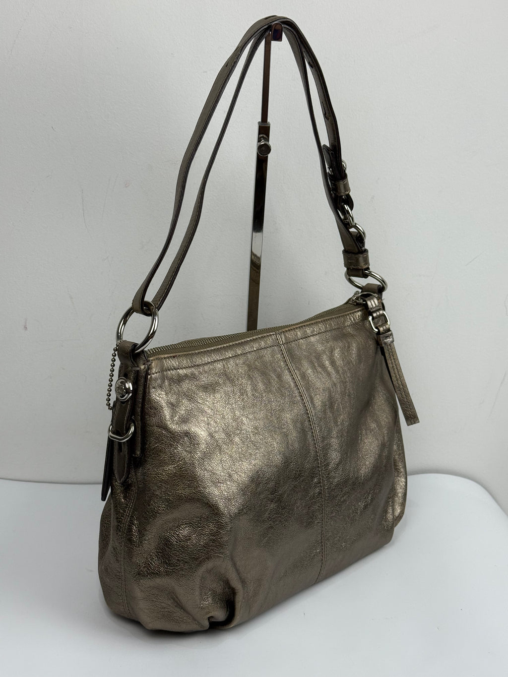 Vintage Coach Mia Metallic Bag Leather Convertible Shoulder Bag 00s Y2K