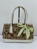 Vintage Coach Hampton Brown/White Tote Bag Coach Signature Y2K HandBag with Scarf