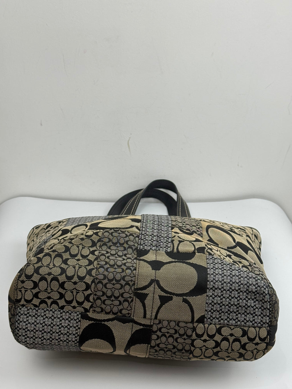 Vintage Coach Patchwork Tote Bag Coach Black/Grey Signature Handbag 00s Y2K