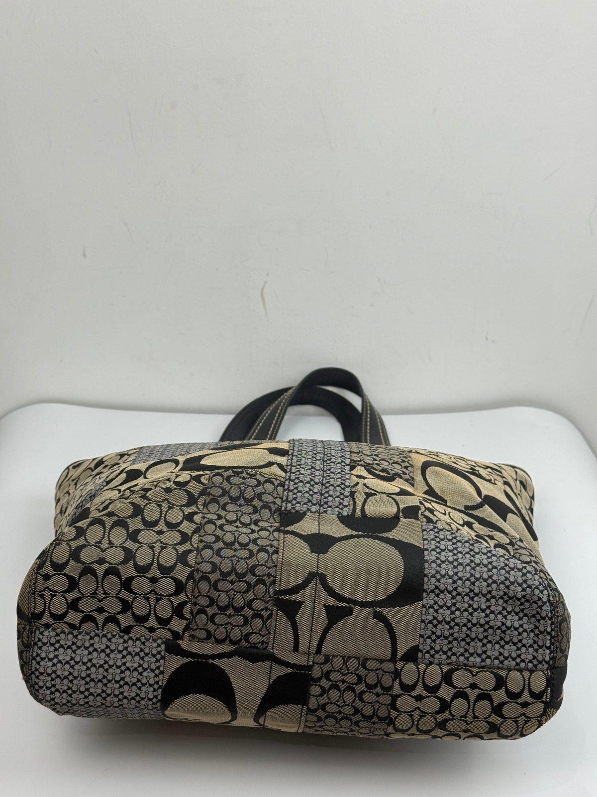 Vintage Coach Patchwork Tote Bag Coach Black/Grey Signature Handbag 00s Y2K
