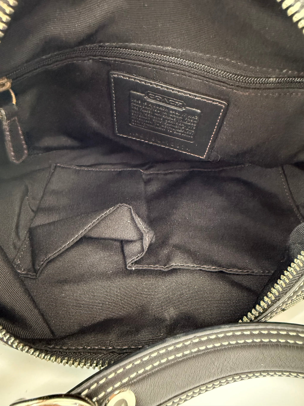 Vintage Coach Signature Hobo Bag Grey Black Canvas Leather Shoulder Bag 00s Y2K