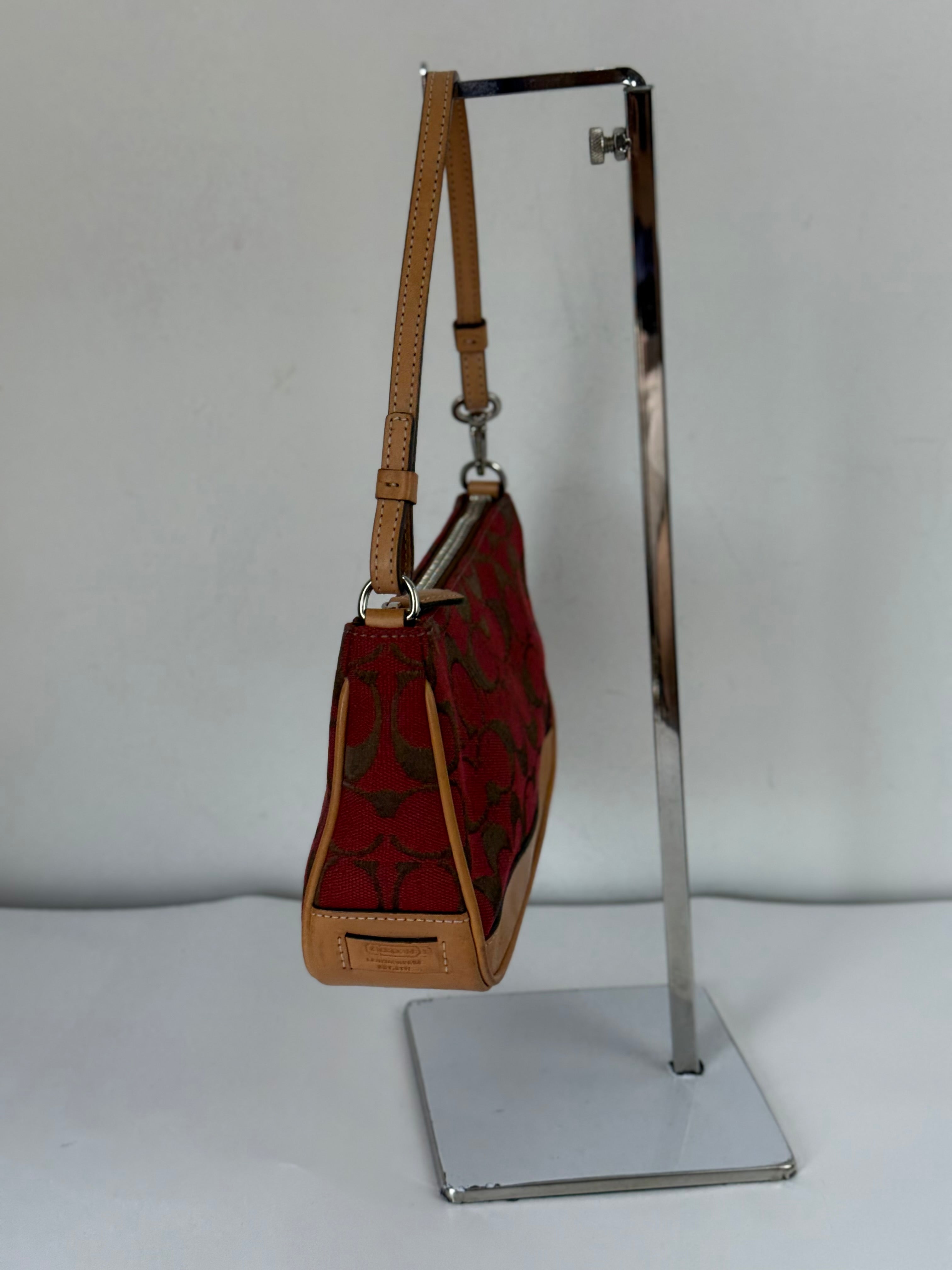 Vintage Coach Signature Demi Bag Coach Red Black Canvas Small Handbag 00s Y2K