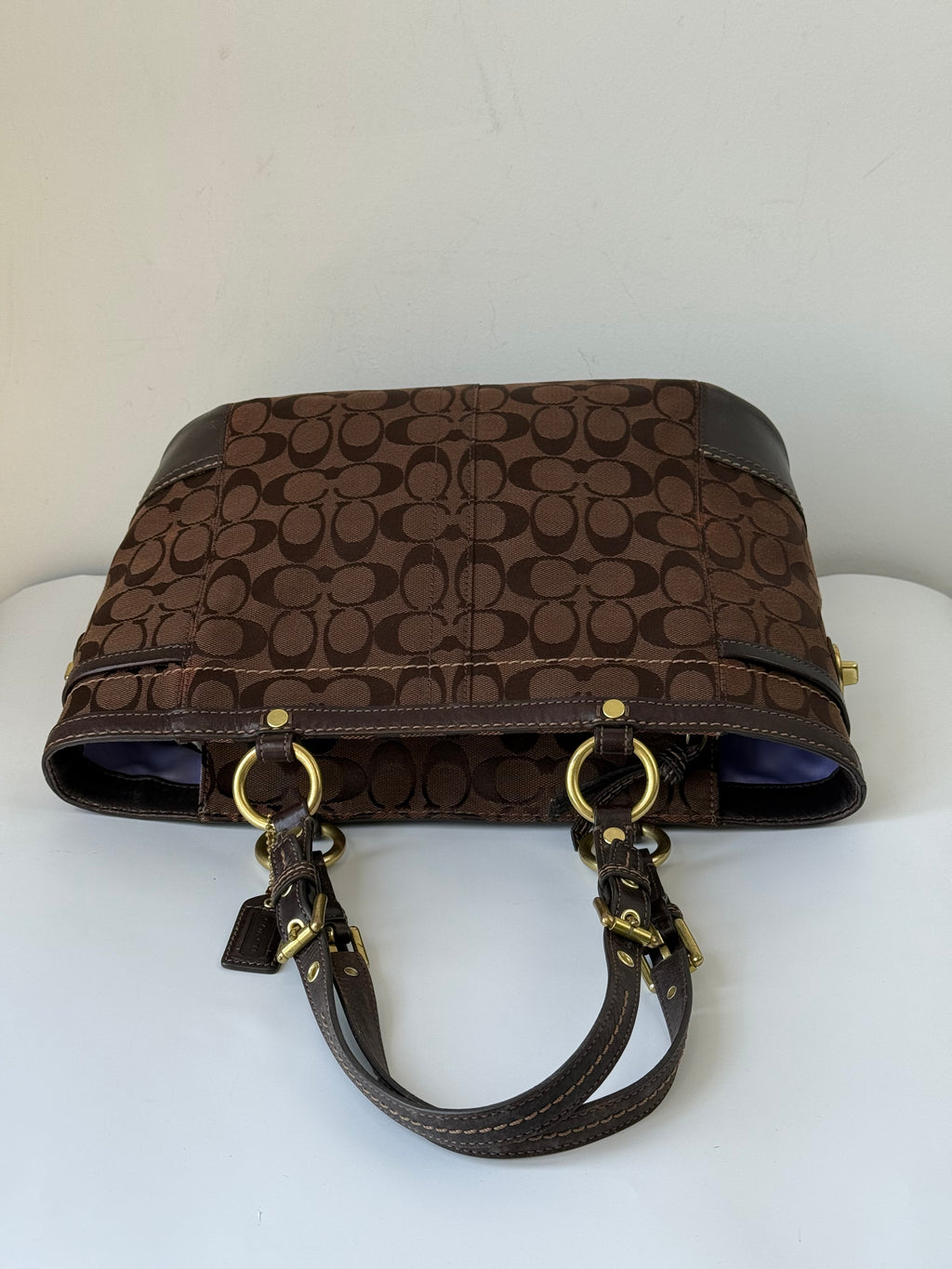 Vintage Coach Gallery Tote Bag Brown Signature Shoulder Bag 00s Y2K
