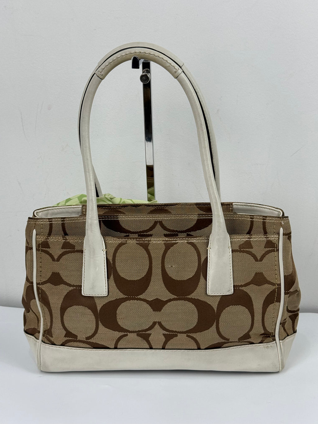 Vintage Coach Hampton Brown/White Tote Bag Coach Signature Y2K HandBag with Scarf