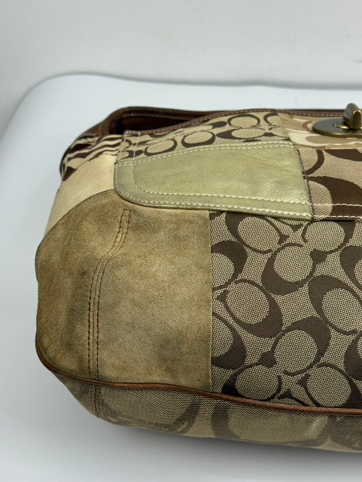 Vintage Coach Ergo Patchwork Tote Bag Bag Brown Signature Canvas Handbag 00s Y2K