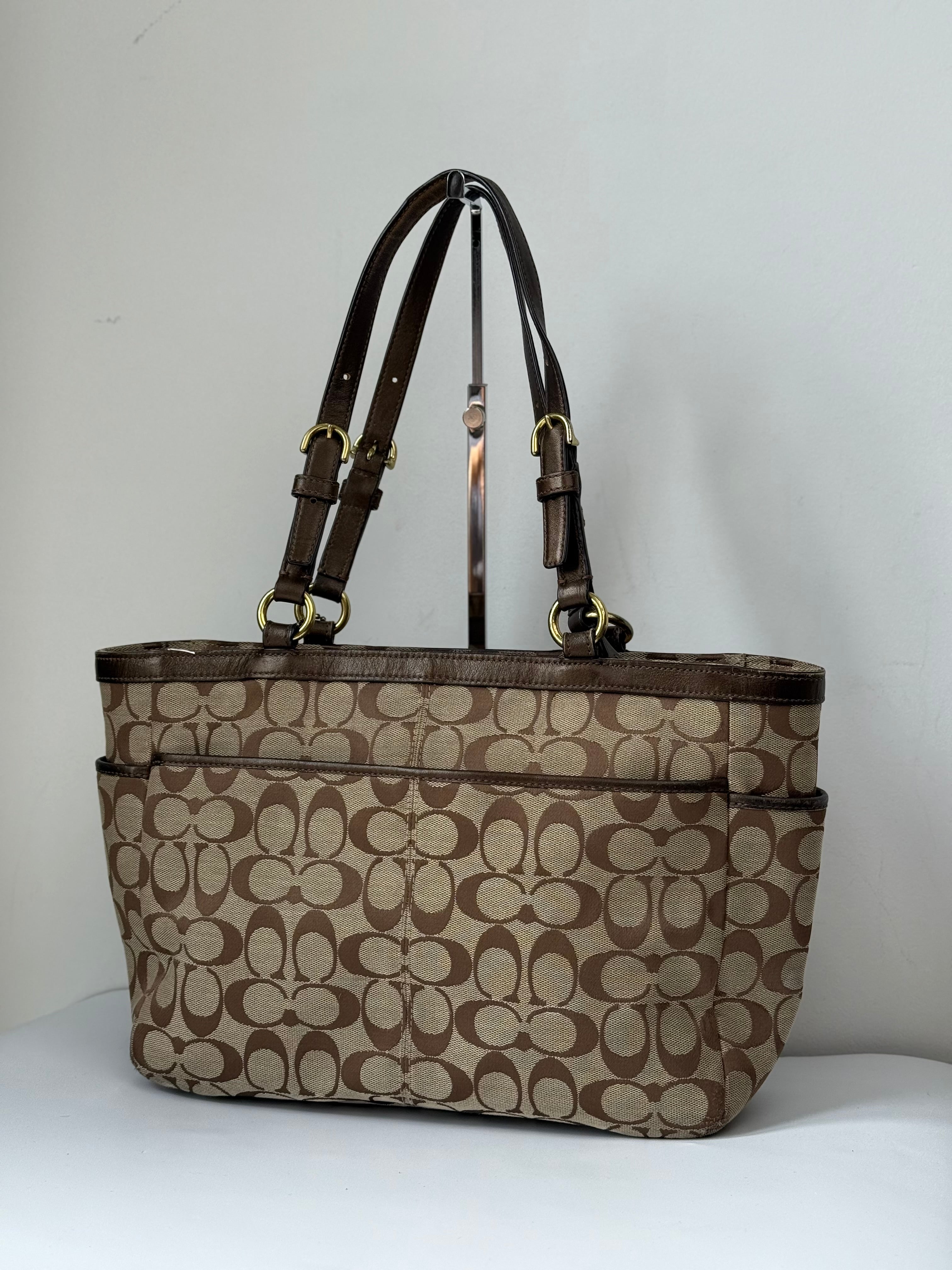 Vintage Coach Signature Taylor Tote Bag Camel Brown Coach Canvas Shoulder Bag Y2K