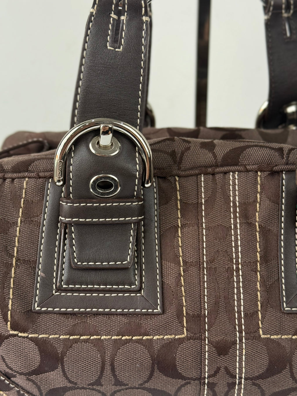Rare Vintage Coach Dark Brown Boston Satchel Soho Mia Signature Shoulder Bag 00s Y2K