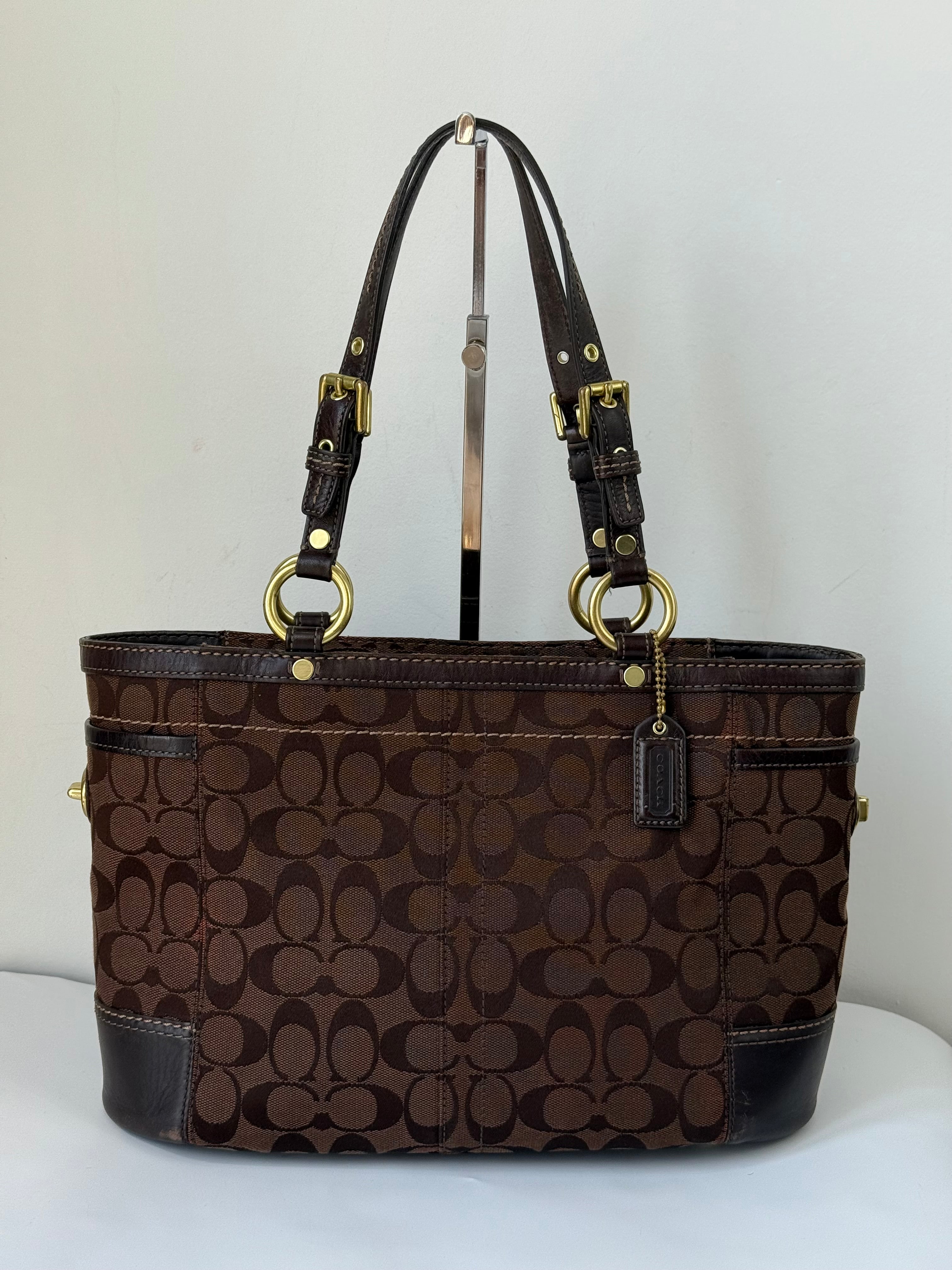 Vintage Coach Gallery Tote Bag Brown Signature Shoulder Bag 00s Y2K
