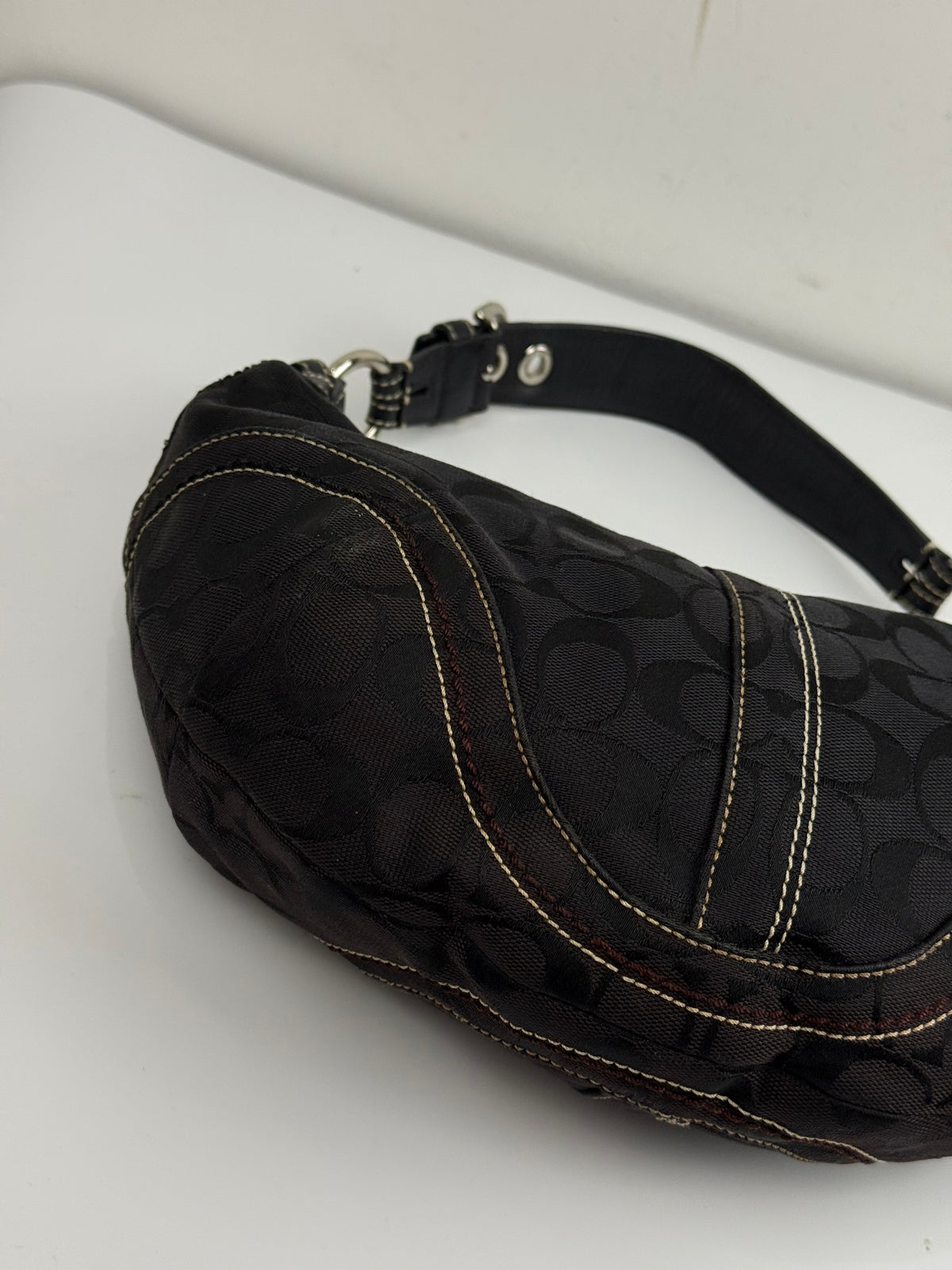 Vintage Coach Hobo Bag Coach Black Signature Shoulder Bag 00s Y2K