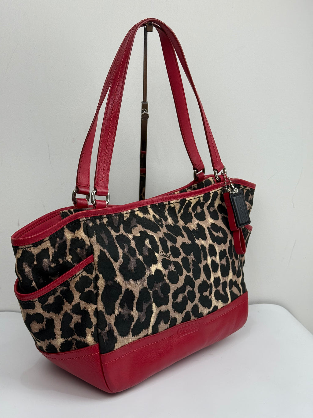 Vintage Coach Ocelot Leopard Print Park Tote Bag Canvas Handbag 00s Y2K