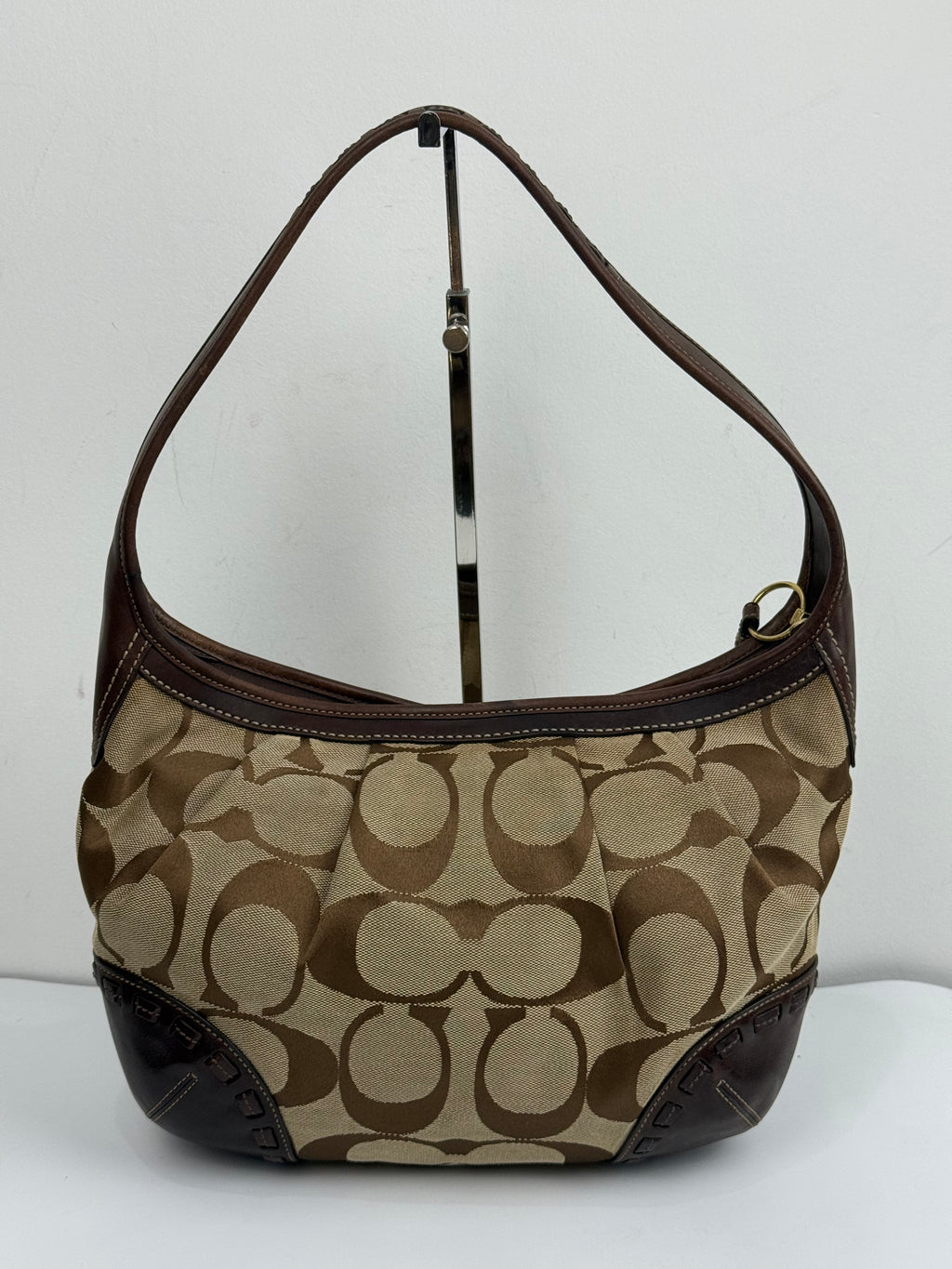 Vintage Coach Ergo Pleated Hobo Bag Coach Signature Bag With Brown Leather 00s Y2K