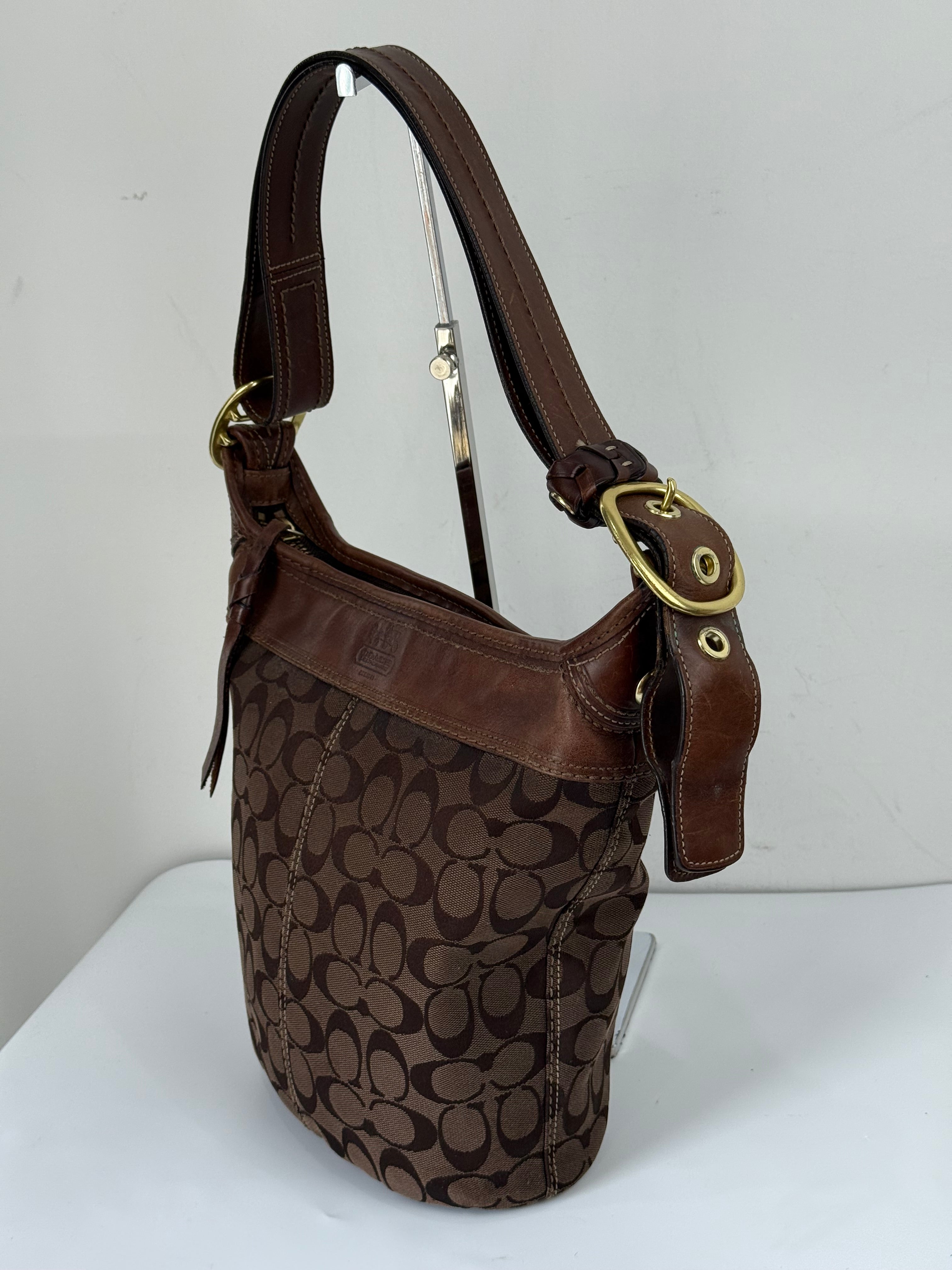 Vintage Coach Bleecker Brown Bucket Bag Coach Signature Y2K Shoulder Bag