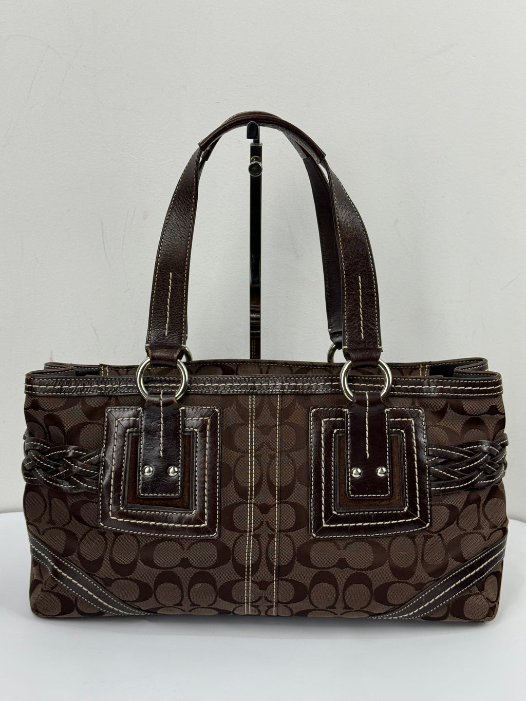 Vintage Coach Dark Brown Soho Satchel Bag Coach Signature Handbag 00s Y2K