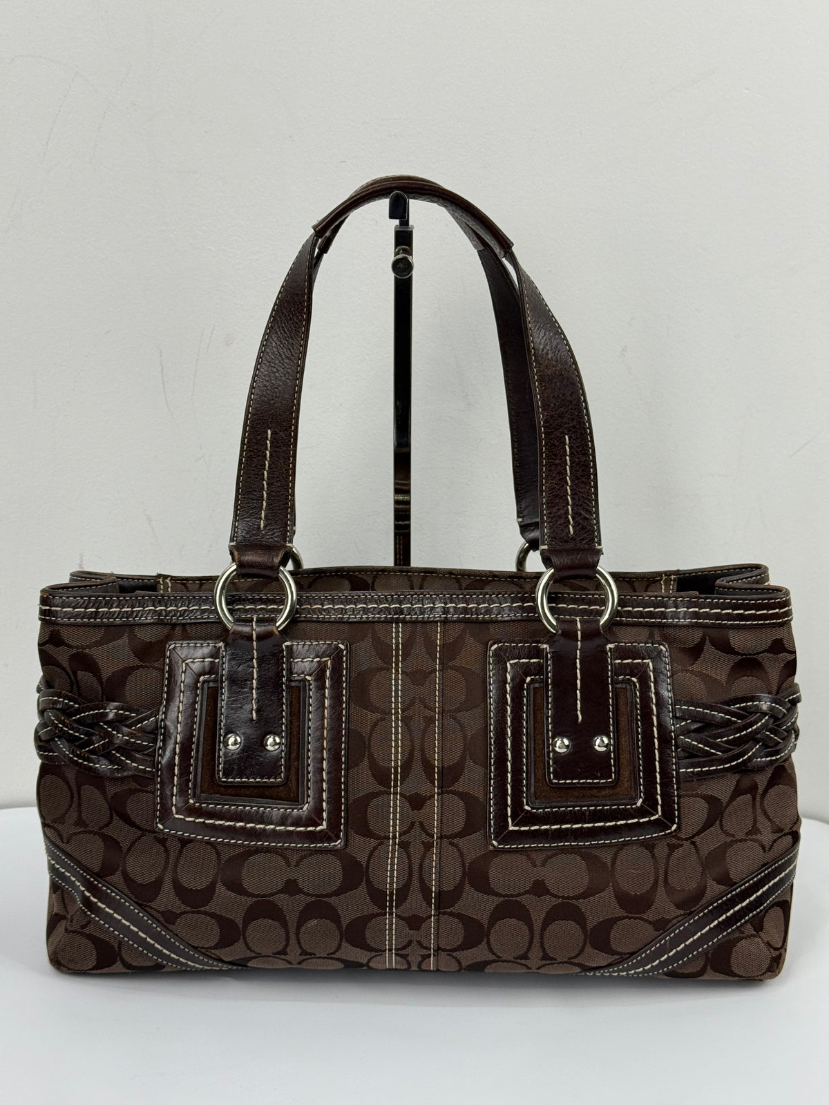 Vintage Coach Dark Brown Soho Satchel Bag Coach Signature Handbag 00s Y2K
