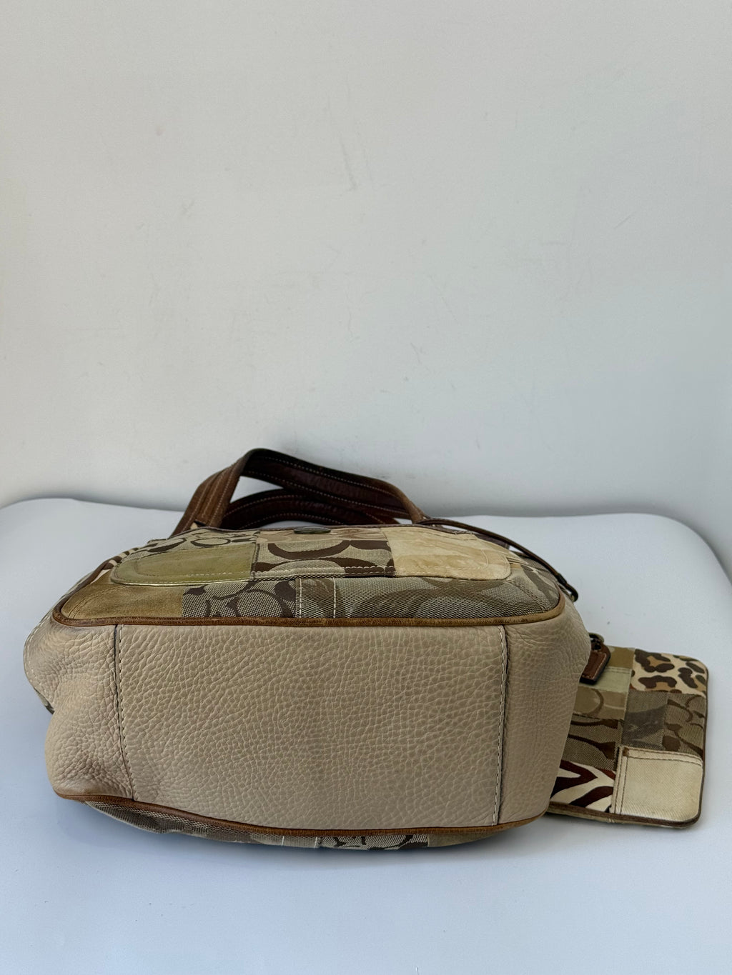 Vintage Coach Ergo Patchwork Tote Bag Bag Brown Signature Canvas Handbag with Coin Purse 00s Y2K