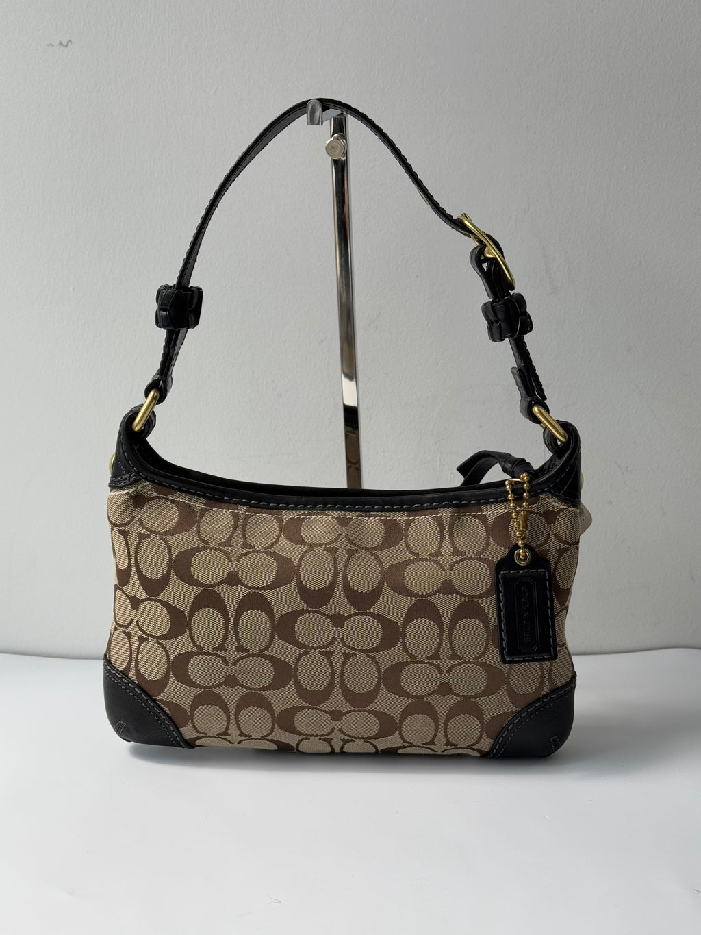 Vintage Coach Bleecker Hobo Signature Bag Brown & Beige Canvas Shoulder Bag 00s Y2K