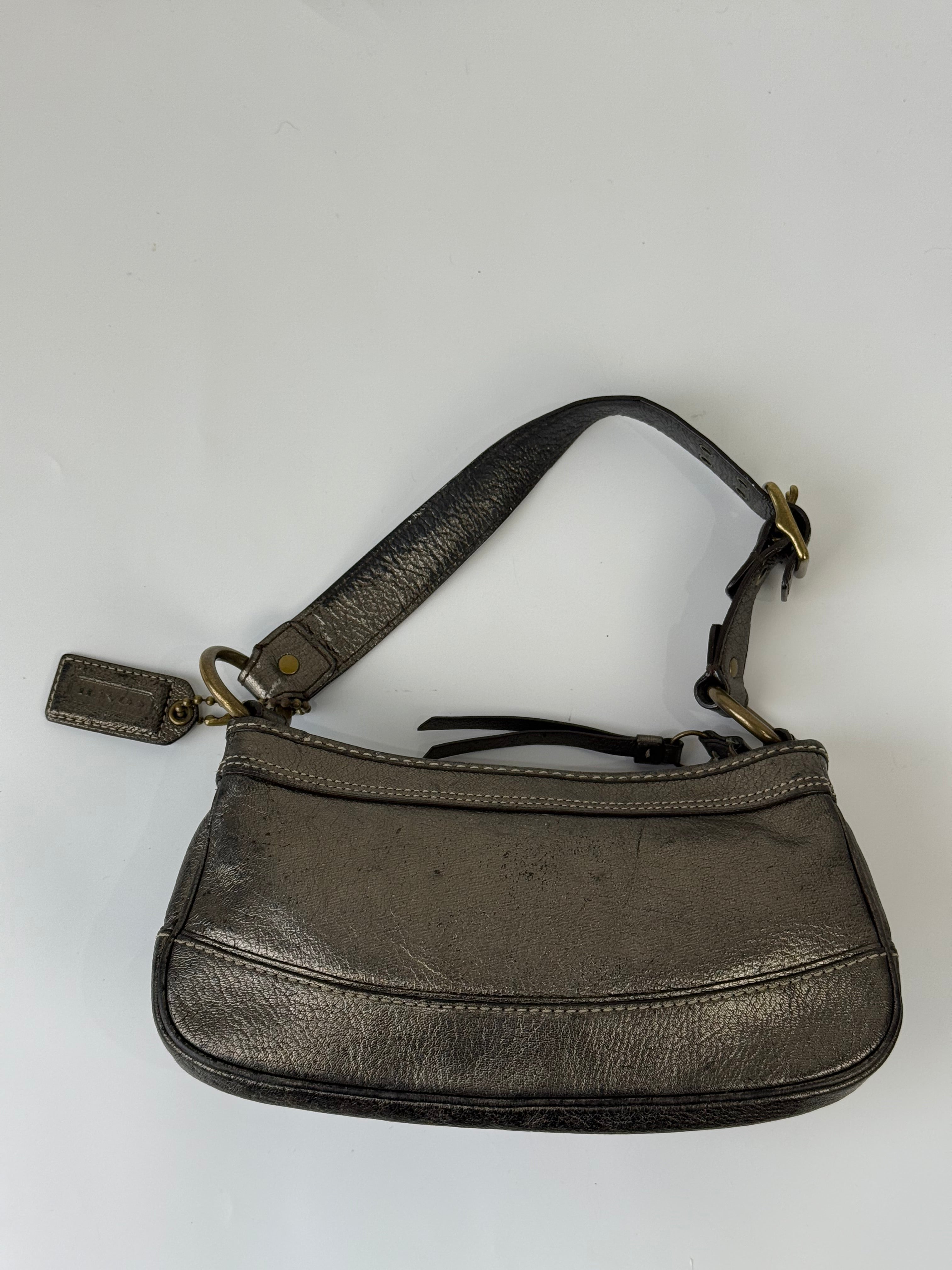 Rare Vintage Coach Mandy 65th Anniversary Legacy Bag Sliver Metallic Leather Shoulder Bag 00s Y2K