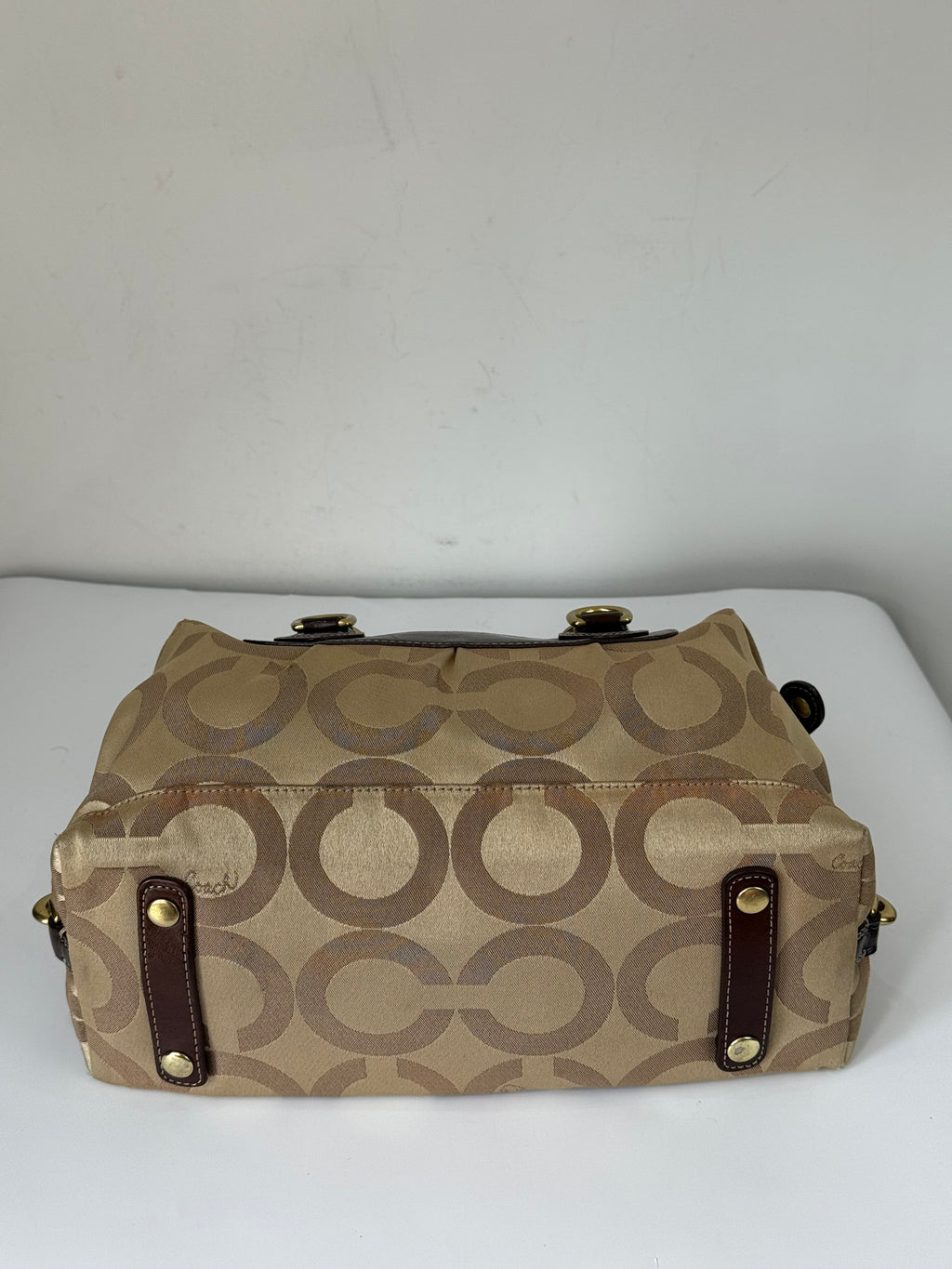 Vintage Beige Coach Optic Signature Madison Sabrina Satchel Bag 00s Coach Y2K Handbag