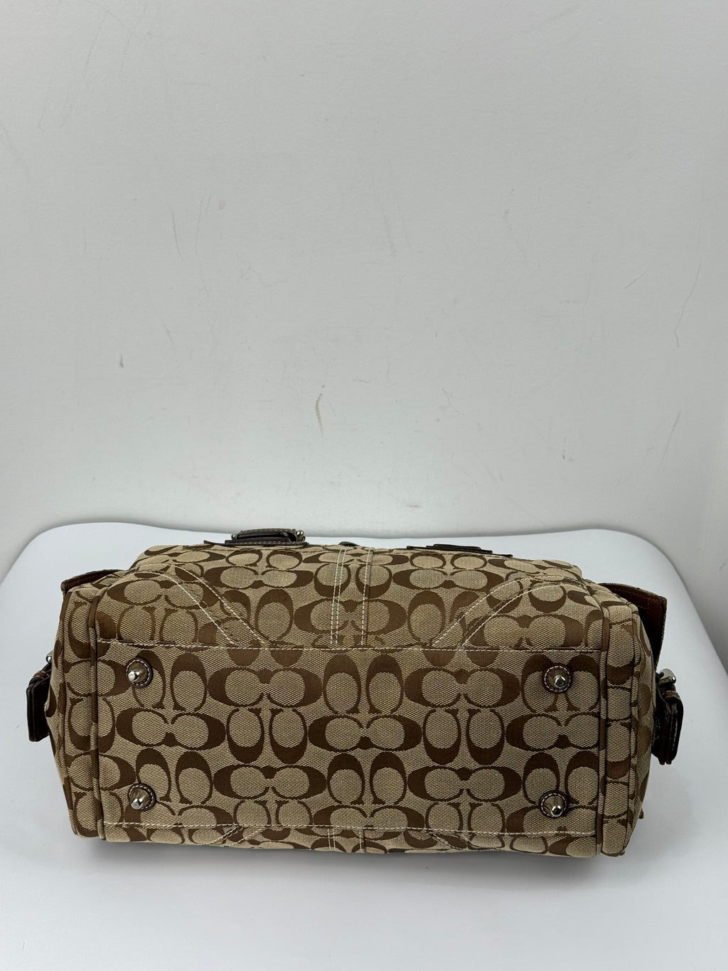 Vintage Coach Dark Brown Boston Satchel Soho Mia Signature Shoulder Bag 00s Y2K