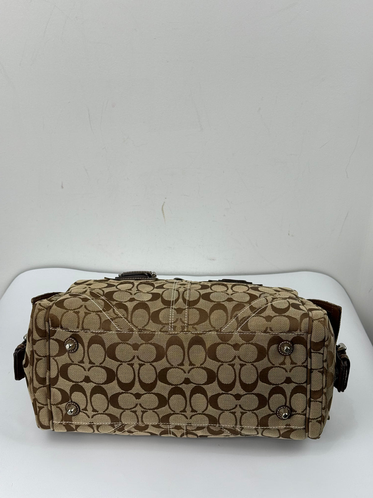 Vintage Coach Dark Brown Boston Satchel Soho Mia Signature Shoulder Bag 00s Y2K