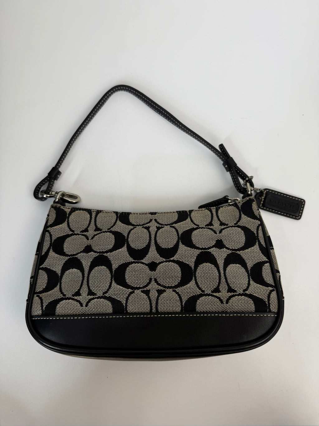 Vintage Coach Signature Demi Bag Coach Grey Black Canvas Small Handbag 00s Y2K