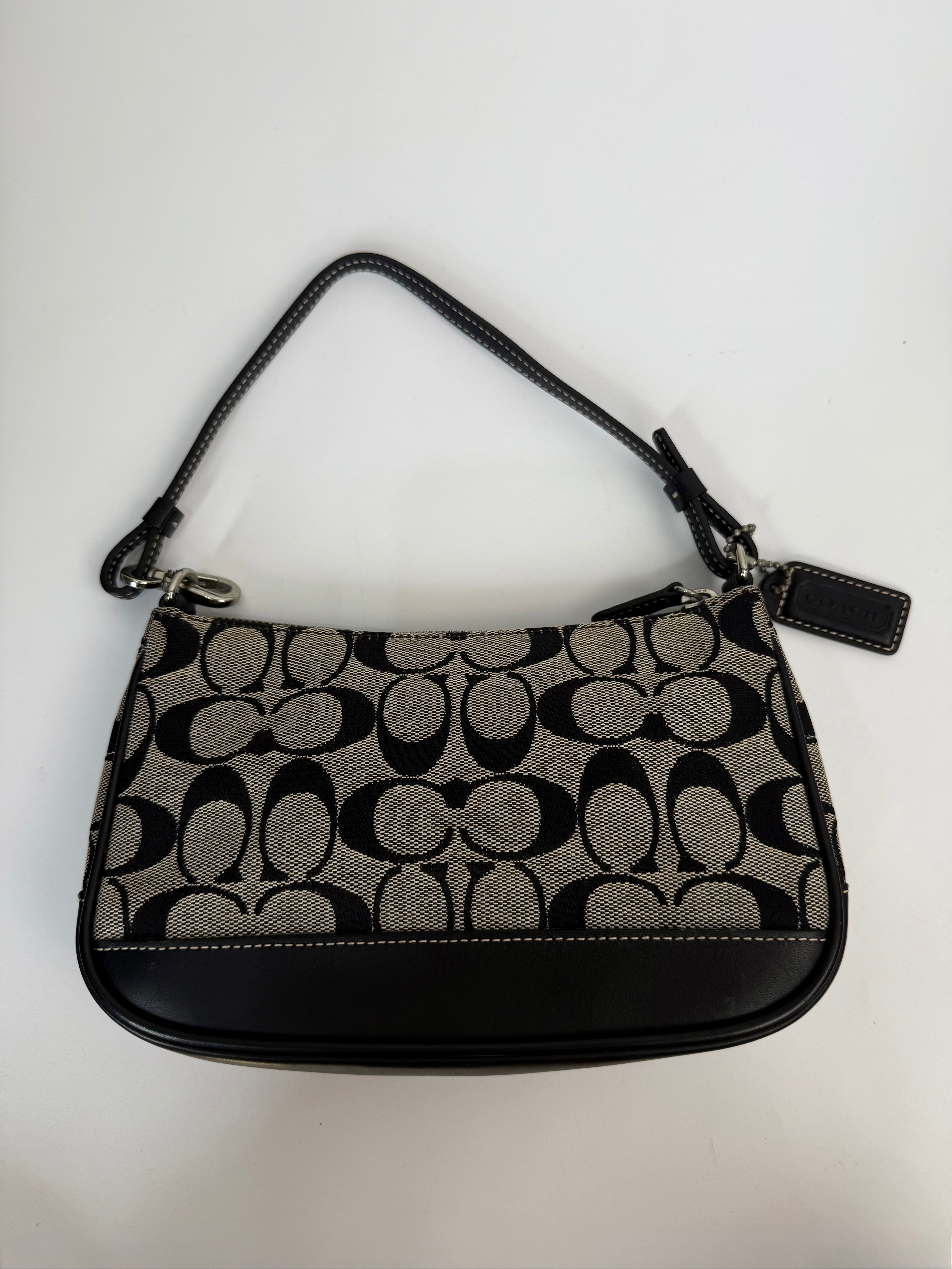 Vintage Coach Signature Demi Bag Coach Grey Black Canvas Small Handbag 00s Y2K