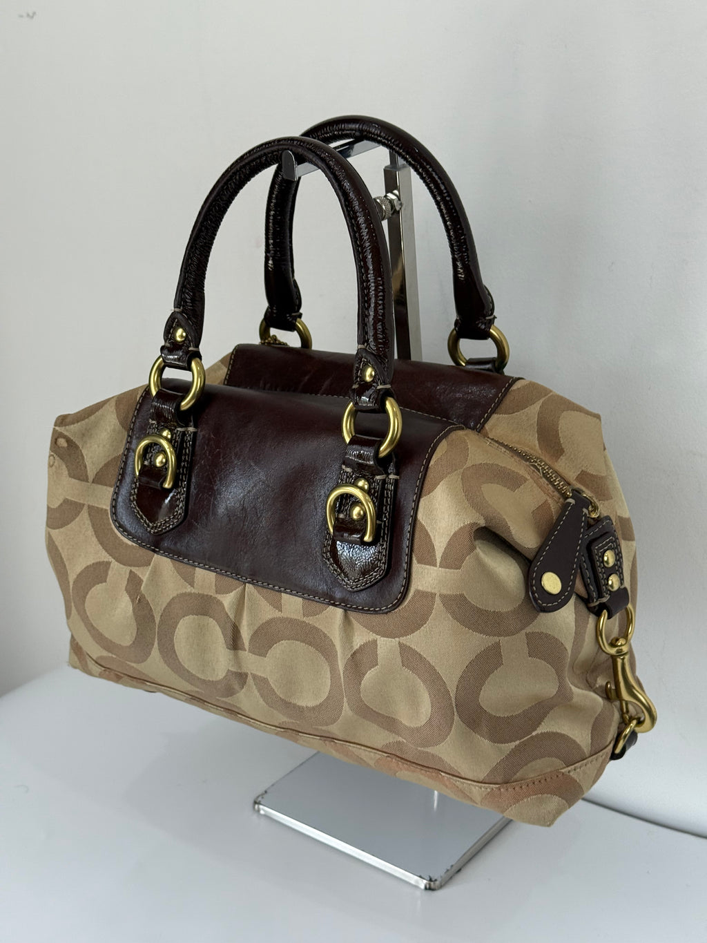 Vintage Beige Coach Optic Signature Madison Sabrina Satchel Bag 00s Coach Y2K Handbag