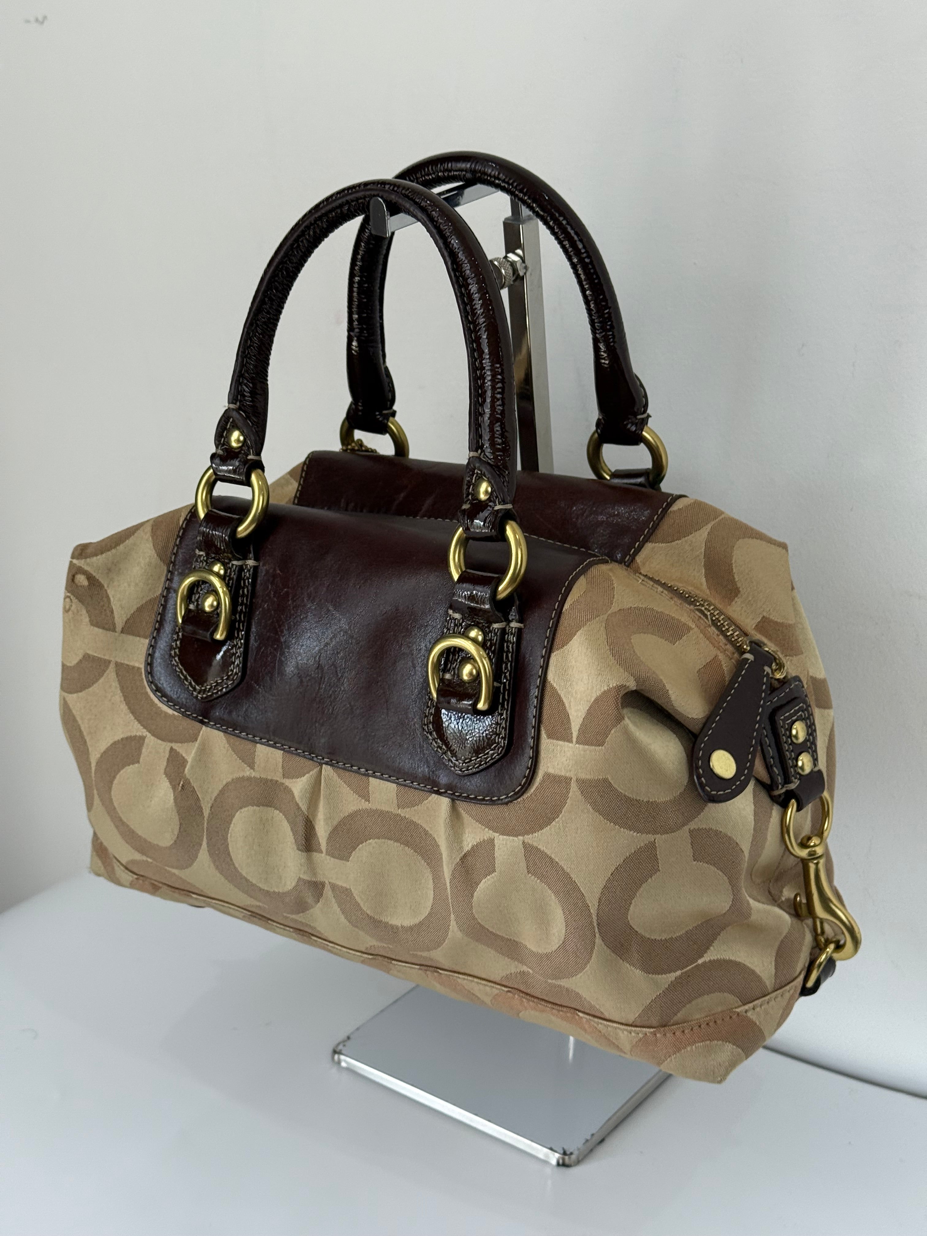 Vintage Beige Coach Optic Signature Madison Sabrina Satchel Bag 00s Coach Y2K Handbag