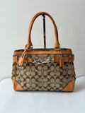 Vintage Coach Hampton Tote Bag Brown & Tan Coach Signature Monogram HandBag 00s Y2K