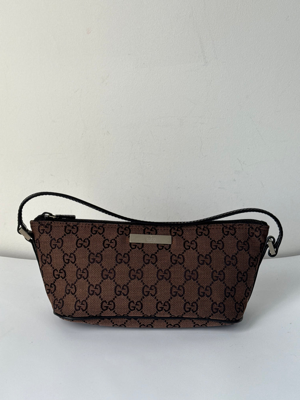 Vintage Gucci Baguette Bag Brown and Black Gucci Pouch Canvas Handbag 00s Y2K