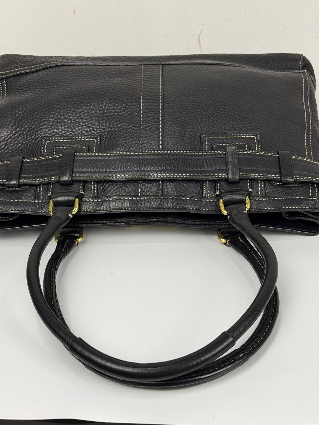 Vintage Coach Hampton Tote Bag Black Coach Leather HandBag 00s Y2K