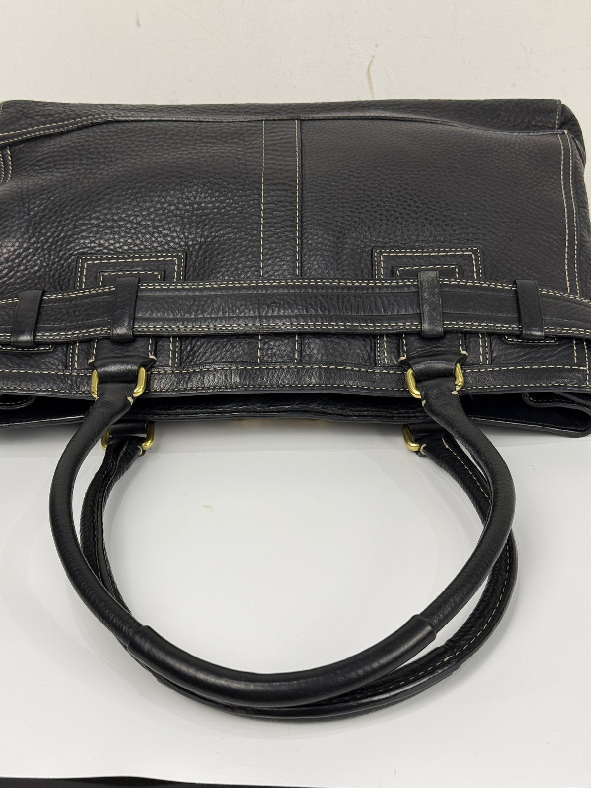 Vintage Coach Hampton Tote Bag Black Coach Leather HandBag 00s Y2K