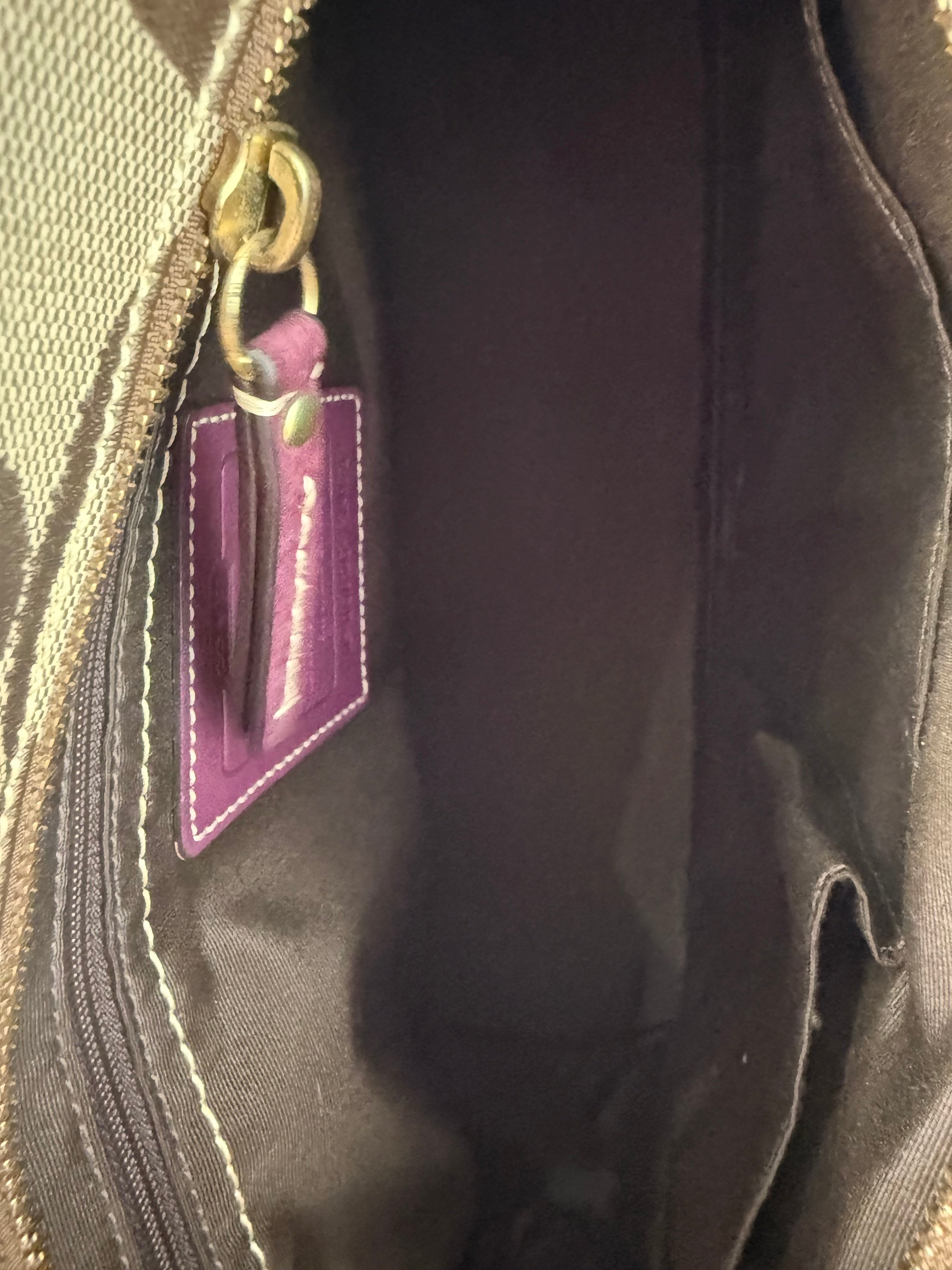 Vintage Coach Hampton Brown/Purple Tote Bag Coach Signature Y2K HandBag