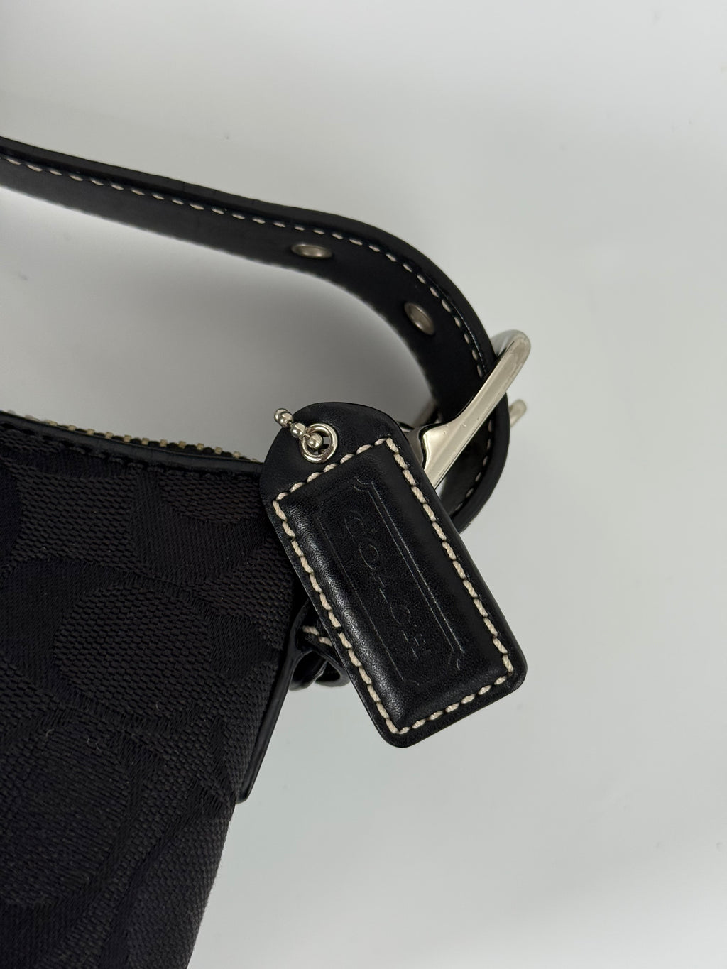 Vintage Coach Baguette East West Bag Black Signature Canvas Shoulder Bag Y2K