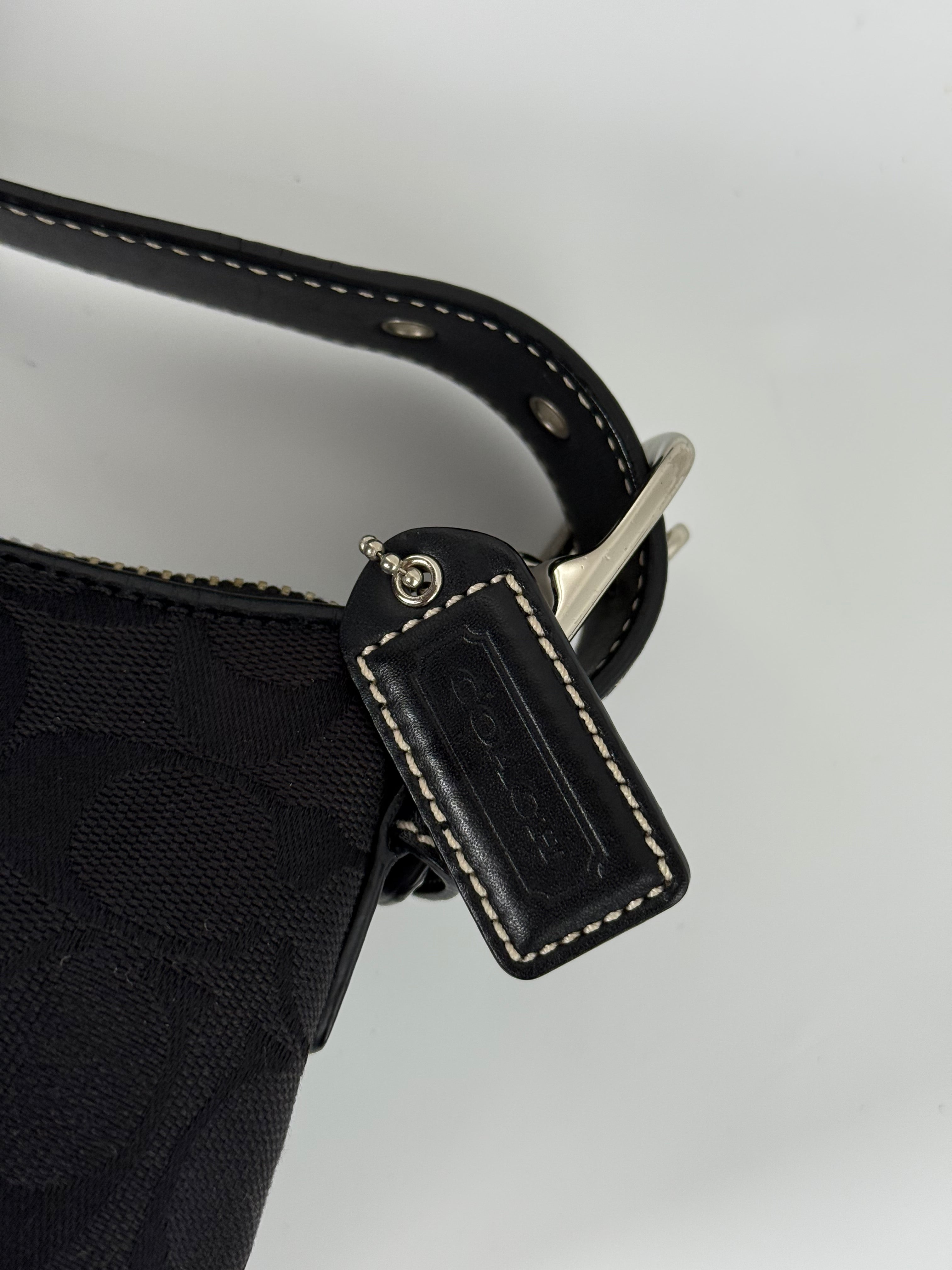Vintage Coach Baguette East West Bag Black Signature Canvas Shoulder Bag Y2K