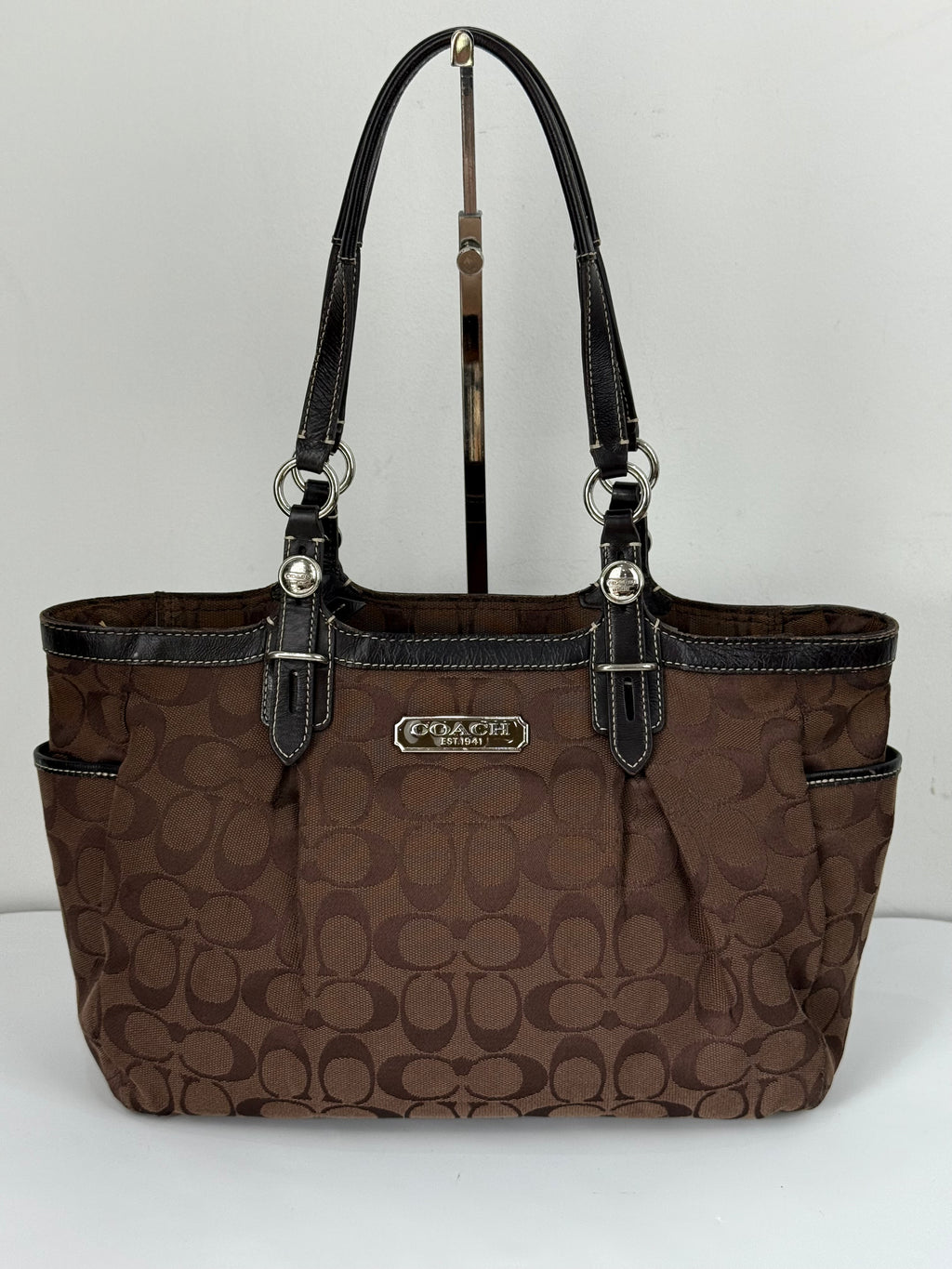 Vintage Coach Gallery East West Tote Bag Coach Dark Brown Signature Y2K Handbag