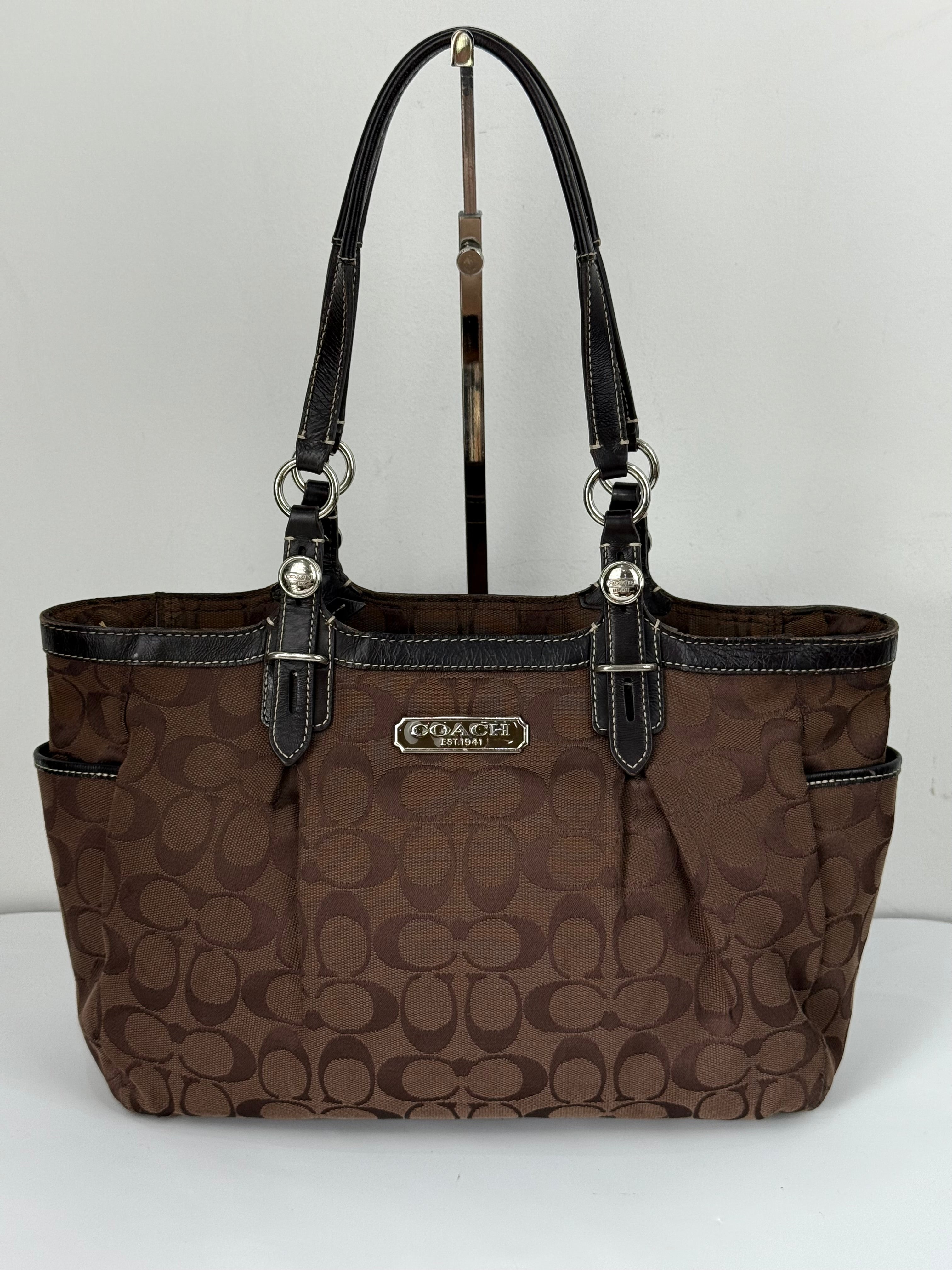 Vintage Coach Gallery East West Tote Bag Coach Dark Brown Signature Y2K Handbag