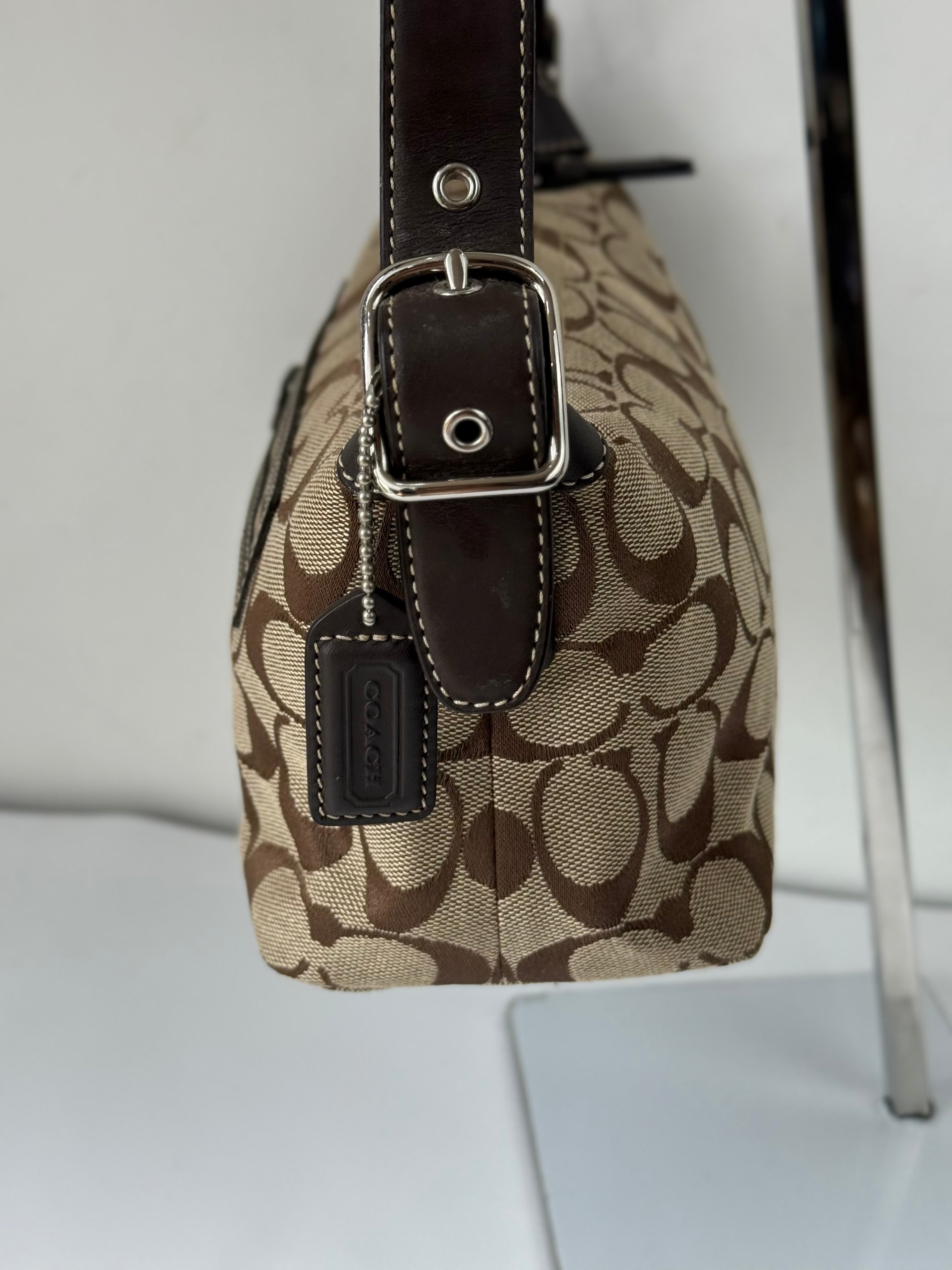Vintage Coach Tabby Shoulder Bag Brown & Beige Signature Canvas Handbag 00s Y2K