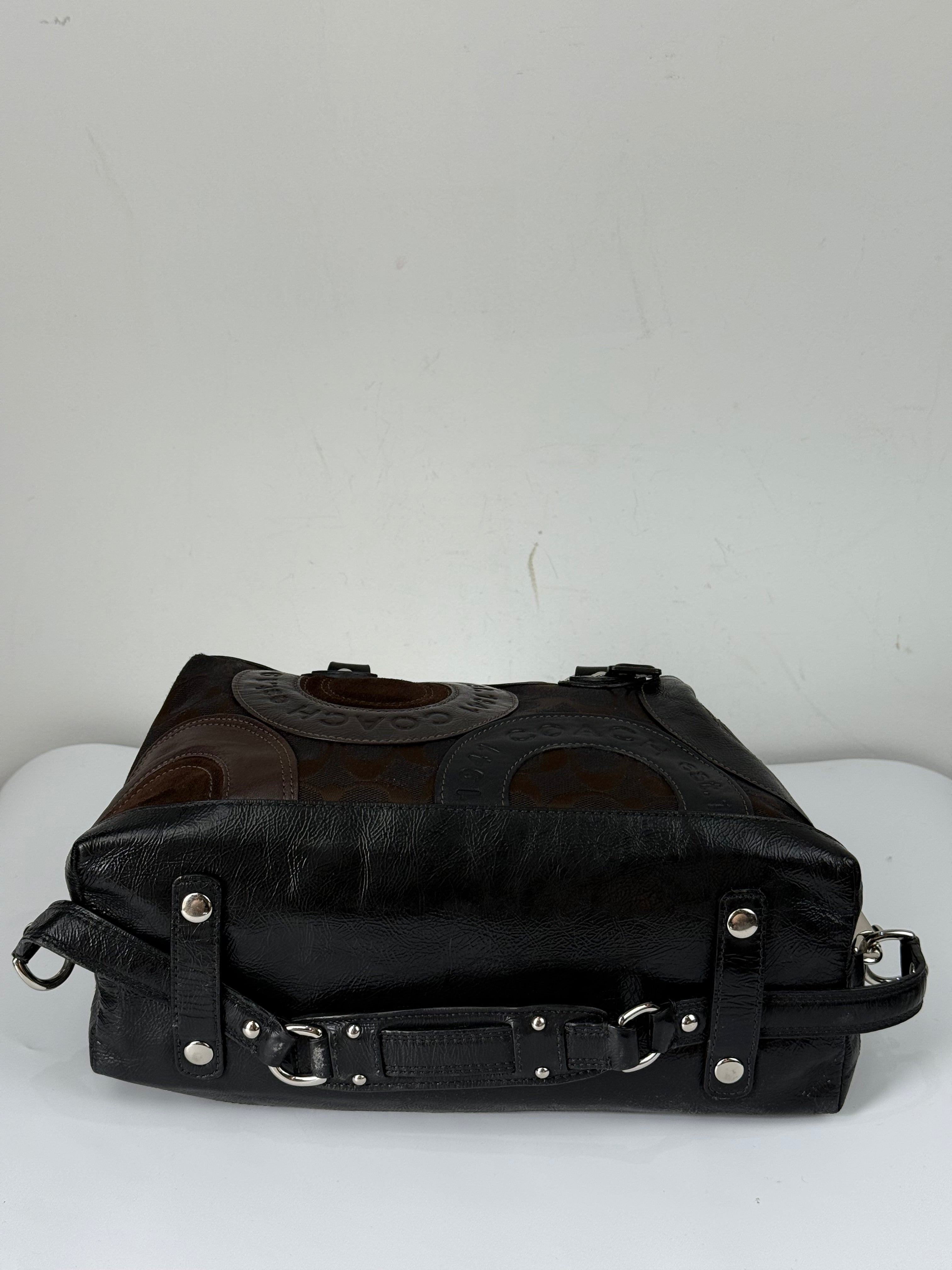 Vintage Coach Ashley Patchwork Satchel Bag Coach Black/Brown Y2K HandBag
