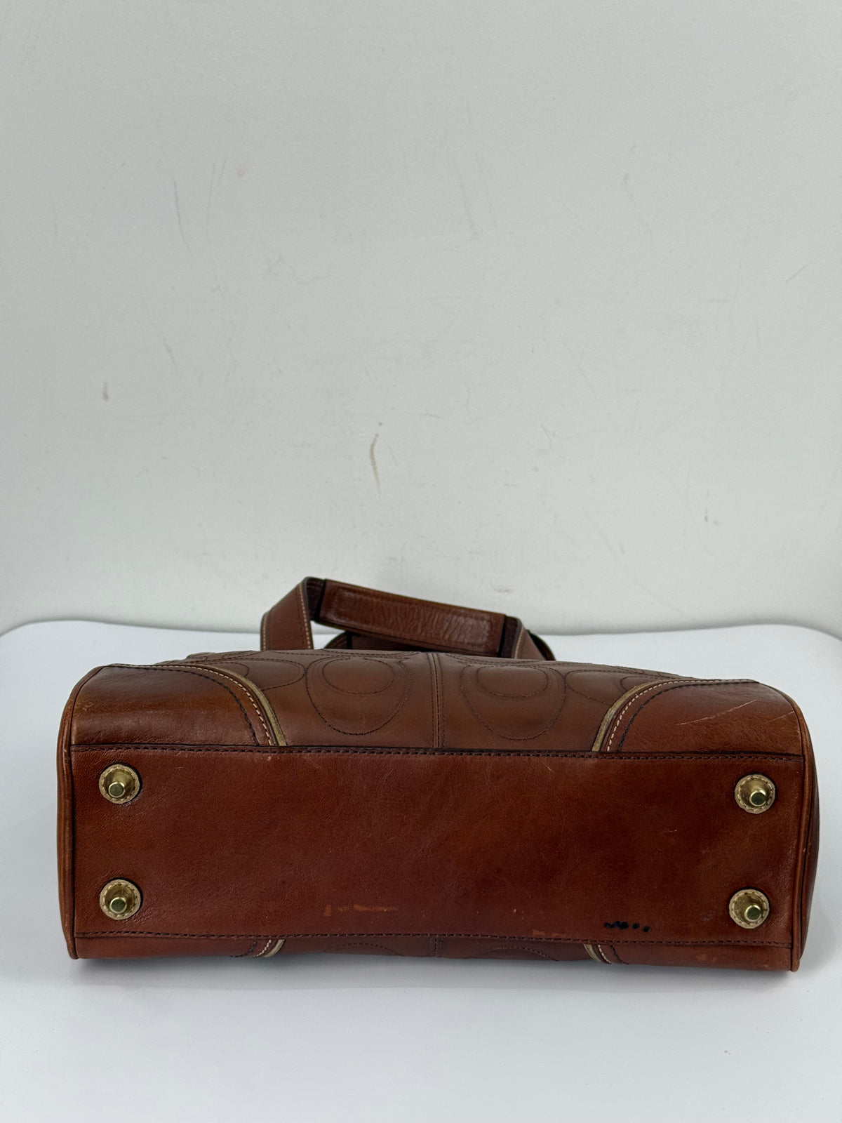 Vintage Coach Brown Horsebit Clip Hampton Bag Coach Embossed Leather Handbag 00s Y2K