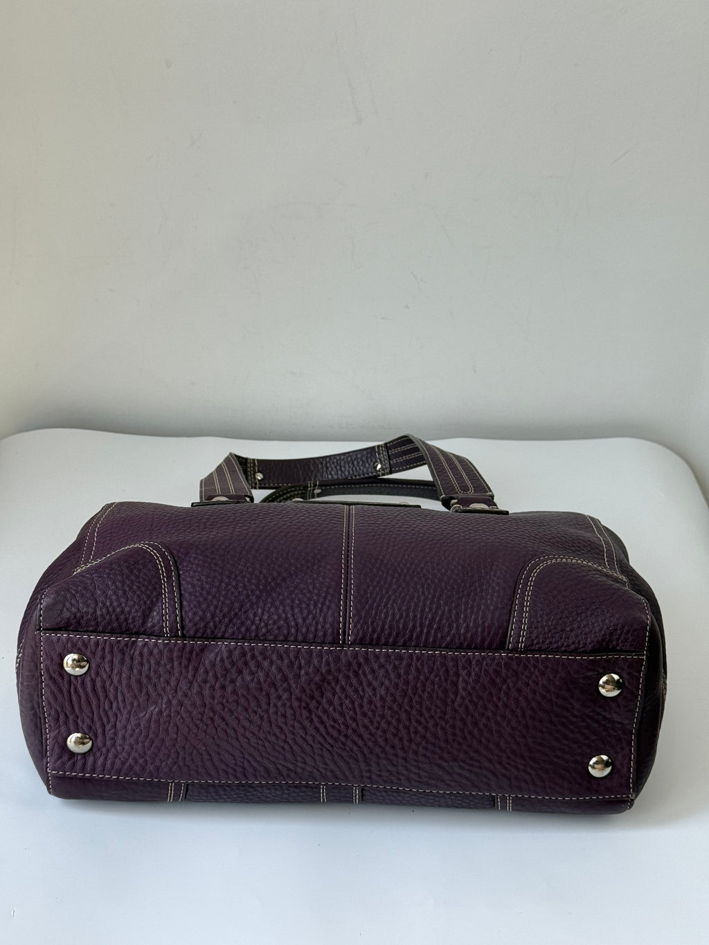 Vintage Coach Hampton Satchel Bag Purple Pebble Leather Shoulder Bag 00s Y2K