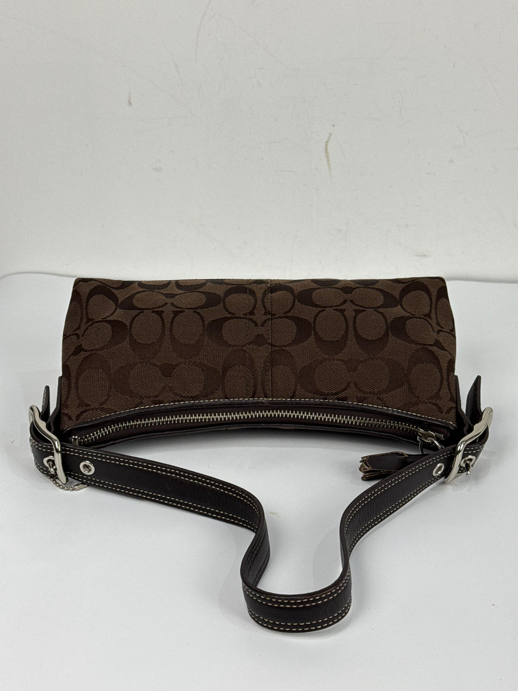 Vintage Coach Baguette East West Bag Brown Signature Canvas Shoulder Bag Y2K