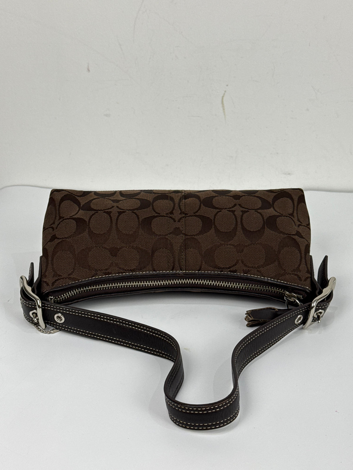 Vintage Coach Baguette East West Bag Brown Signature Canvas Shoulder Bag Y2K